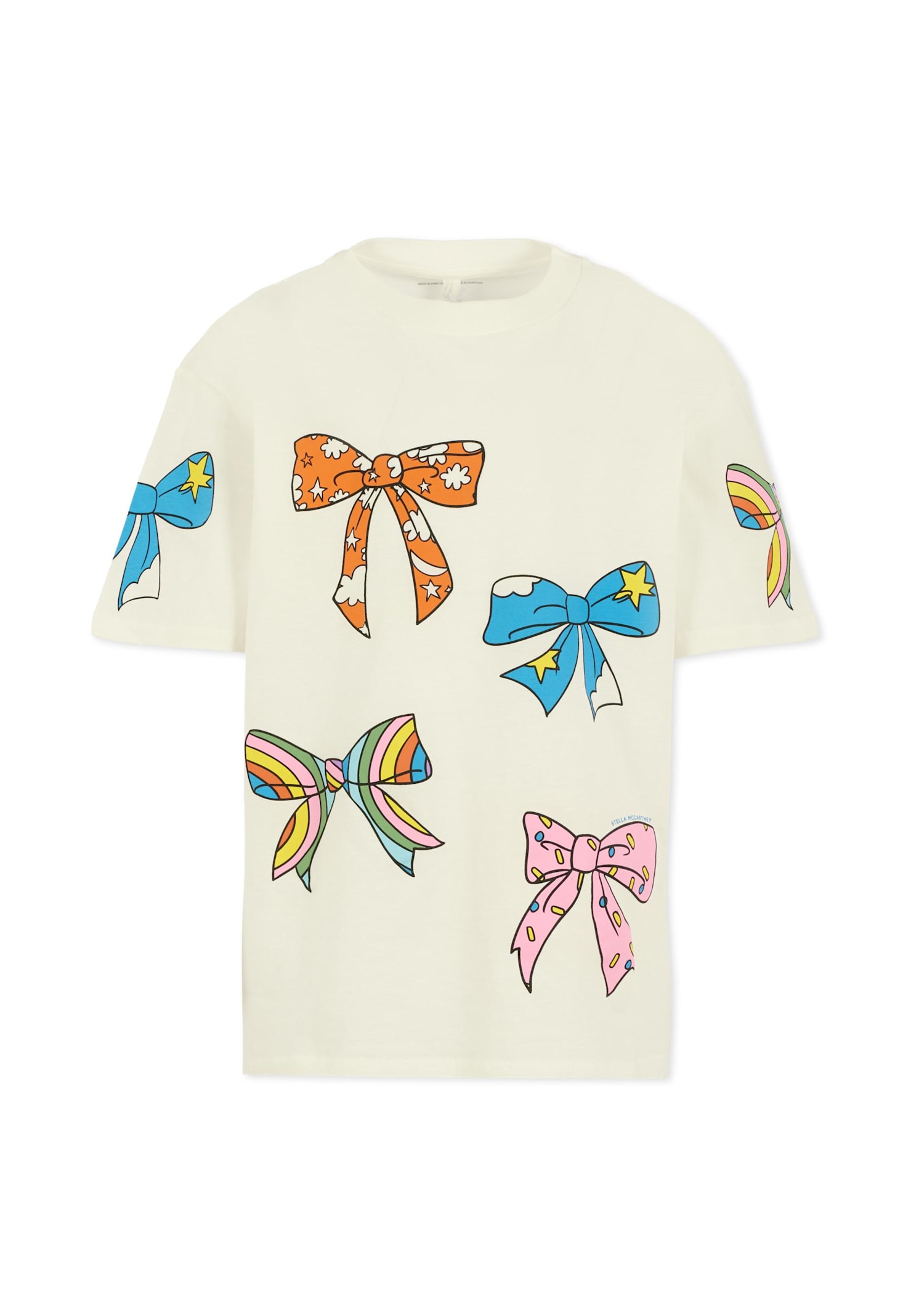 Stella Mccartney Ivory T-shirt For Girl With Bows In Multi