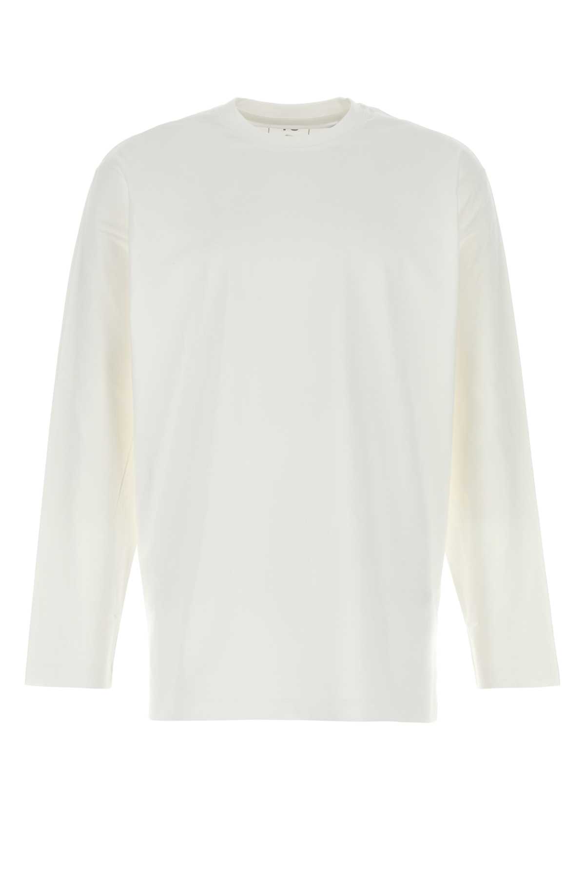 Y-3 Graphic Print Crew Neck Long Sleeve T-shirt In White