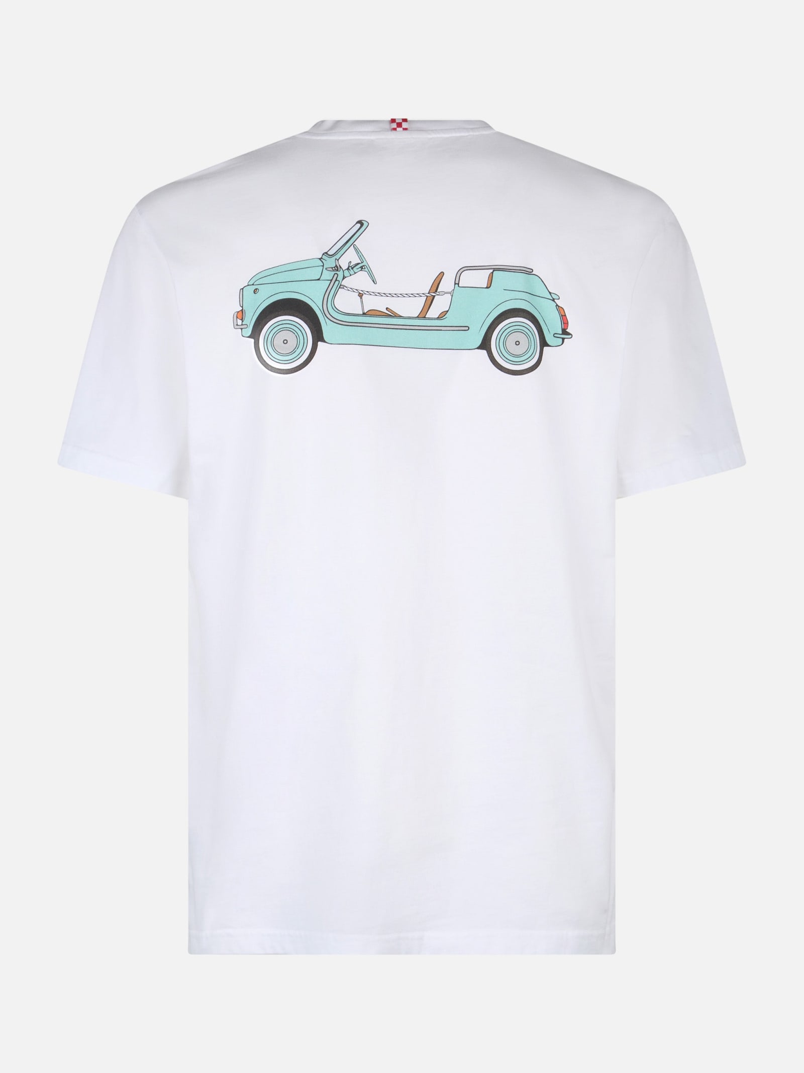 MC2 SAINT BARTH MAN COTTON T-SHIRT WITH SPIAGGINA FRONT AND BACK PLACED PRINT FIAT 500 SPECIAL EDITION 