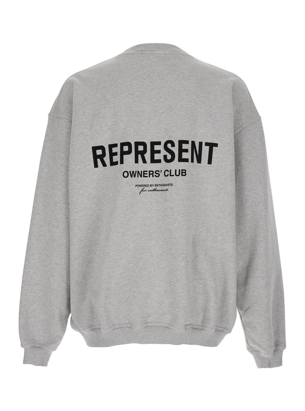 Represent Grey Crewneck Sweatshirt With Logo Lettering On The Front And Maxi Logo Print On The Rear In Cotton In Grey