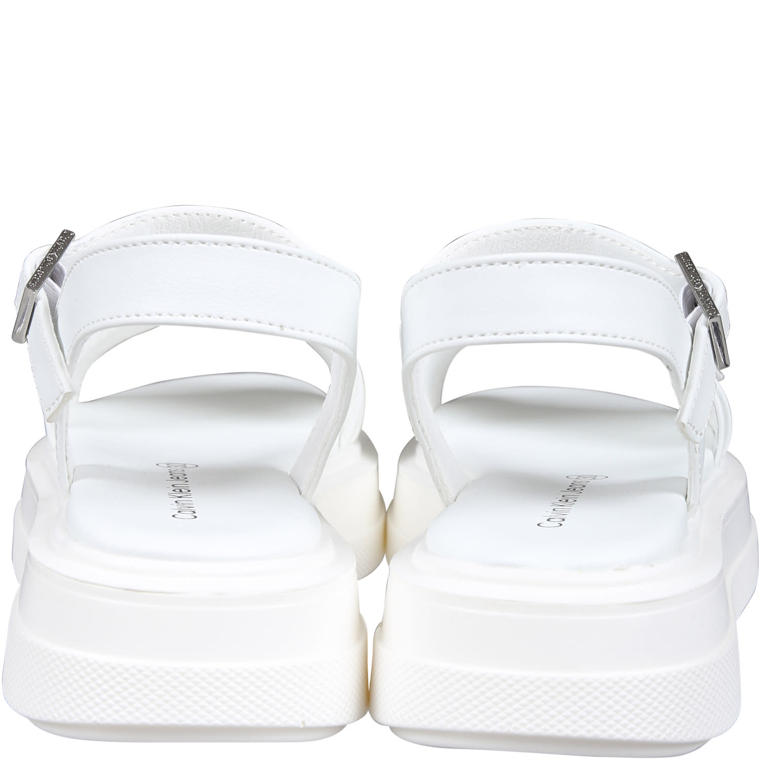 Shop Calvin Klein White Sandals For Girl With Logo