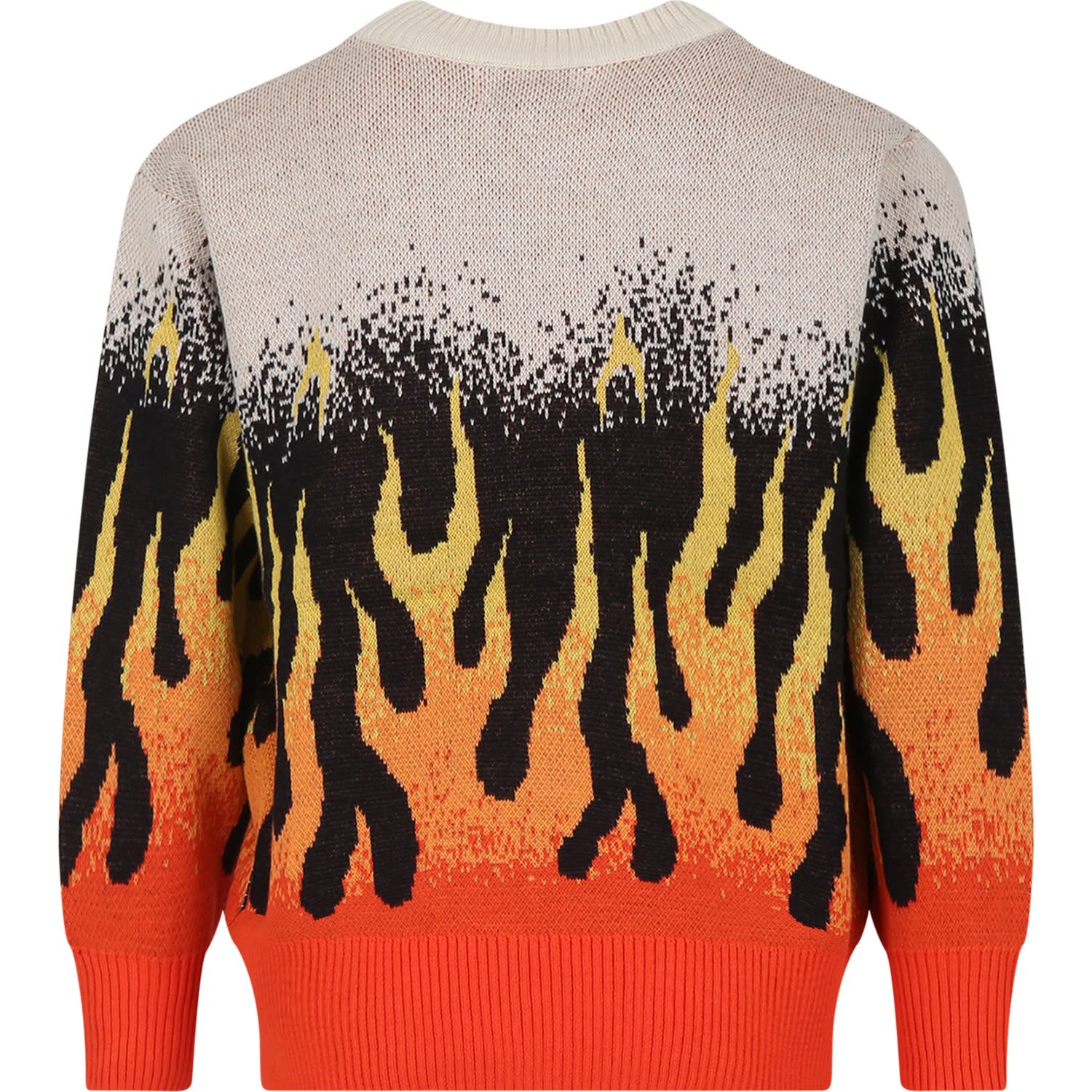 Shop Molo Beige Sweater For Boy With Flames In Multicolor