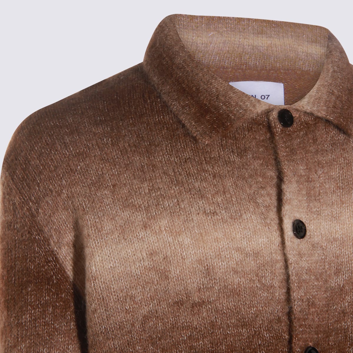 Nn07 Collared Gradient Knitwear With Ribbed Cuffs And Hem In Brown