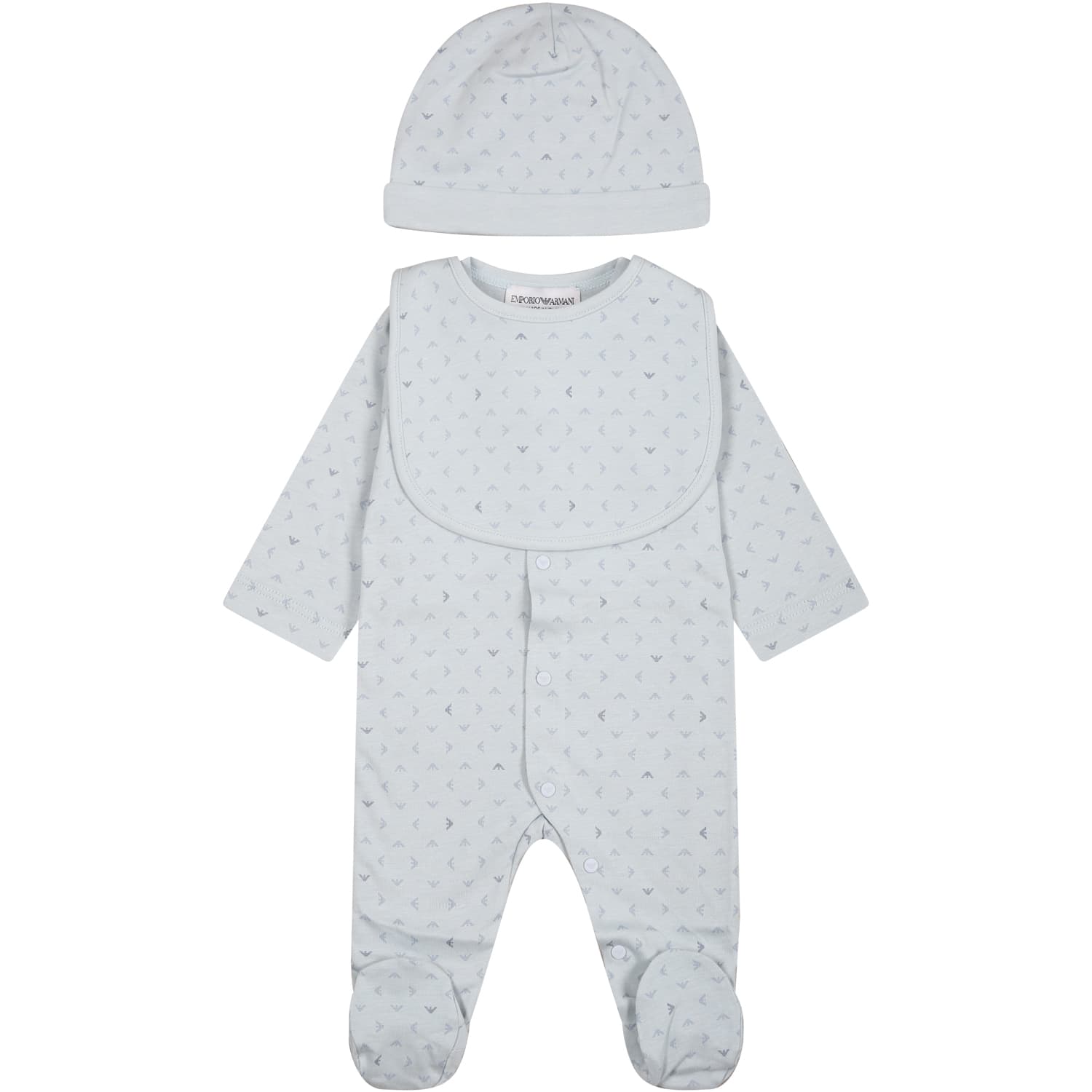 Armani Collezioni Light Blue Set For Baby Boy With Logo