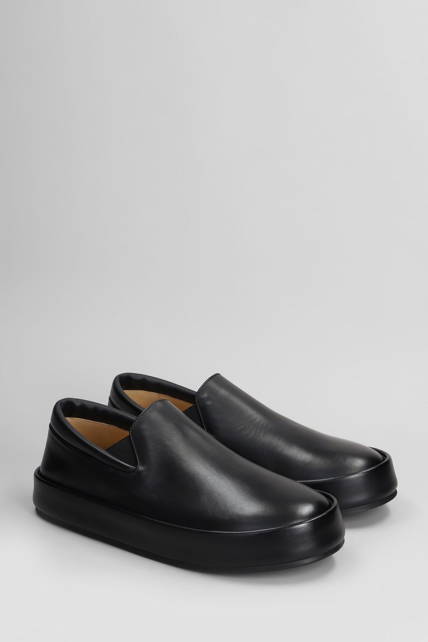 Marsèll Marsell Minimalist Black Calfskin Slip-on Slippers With Rubber Sole