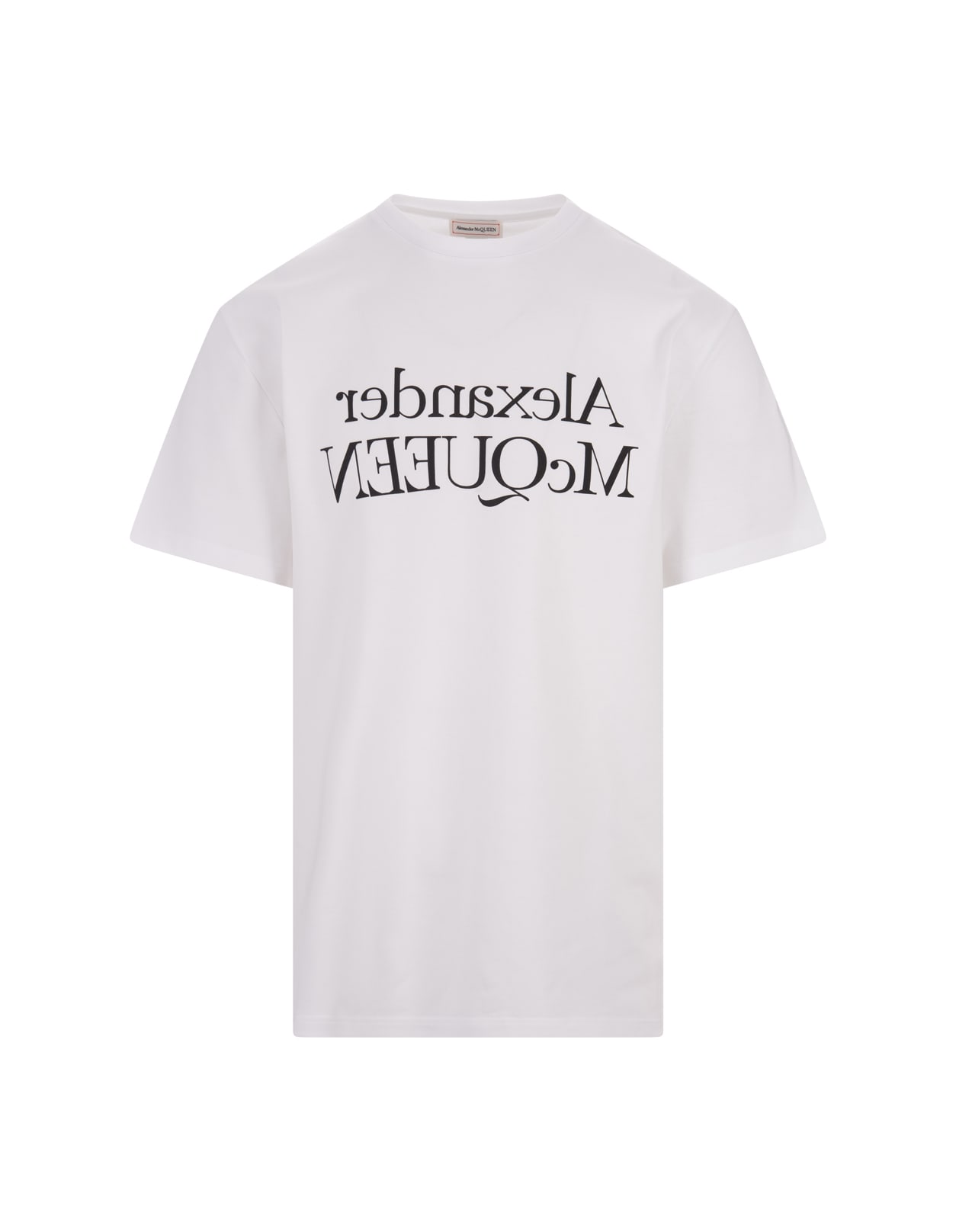 Shop Alexander Mcqueen White T-shirt With Reflected Logo