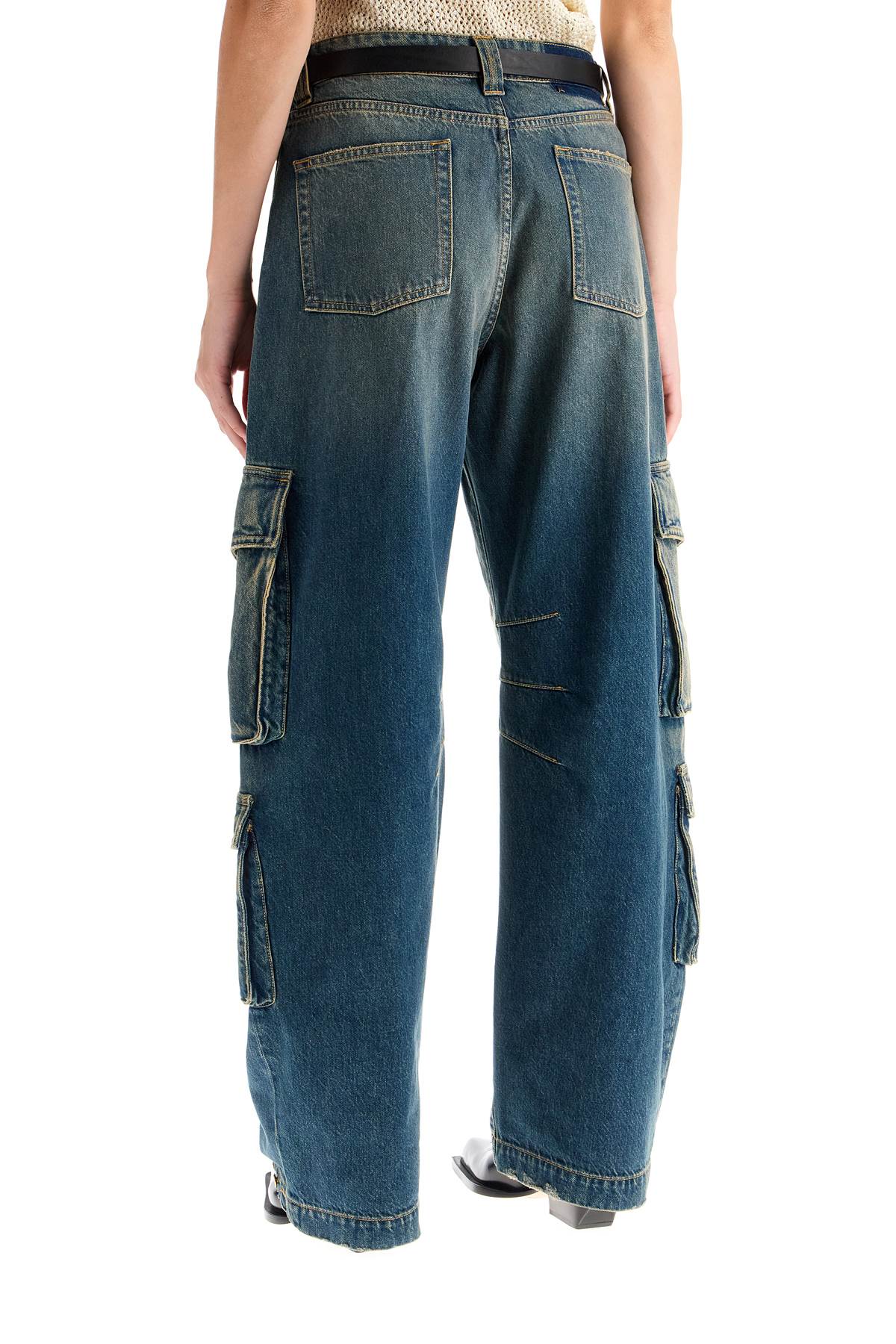 Shop Golden Goose Irina Wide Leg Cargo Jeans In Blue (blue)