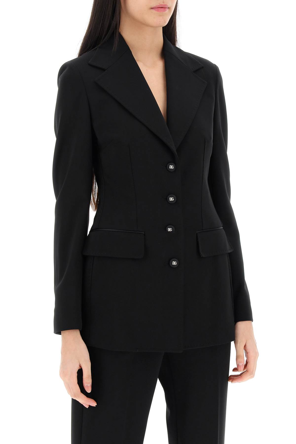 Shop Dolce & Gabbana Milano-stitch Jersey Single-breasted Jacket In Black