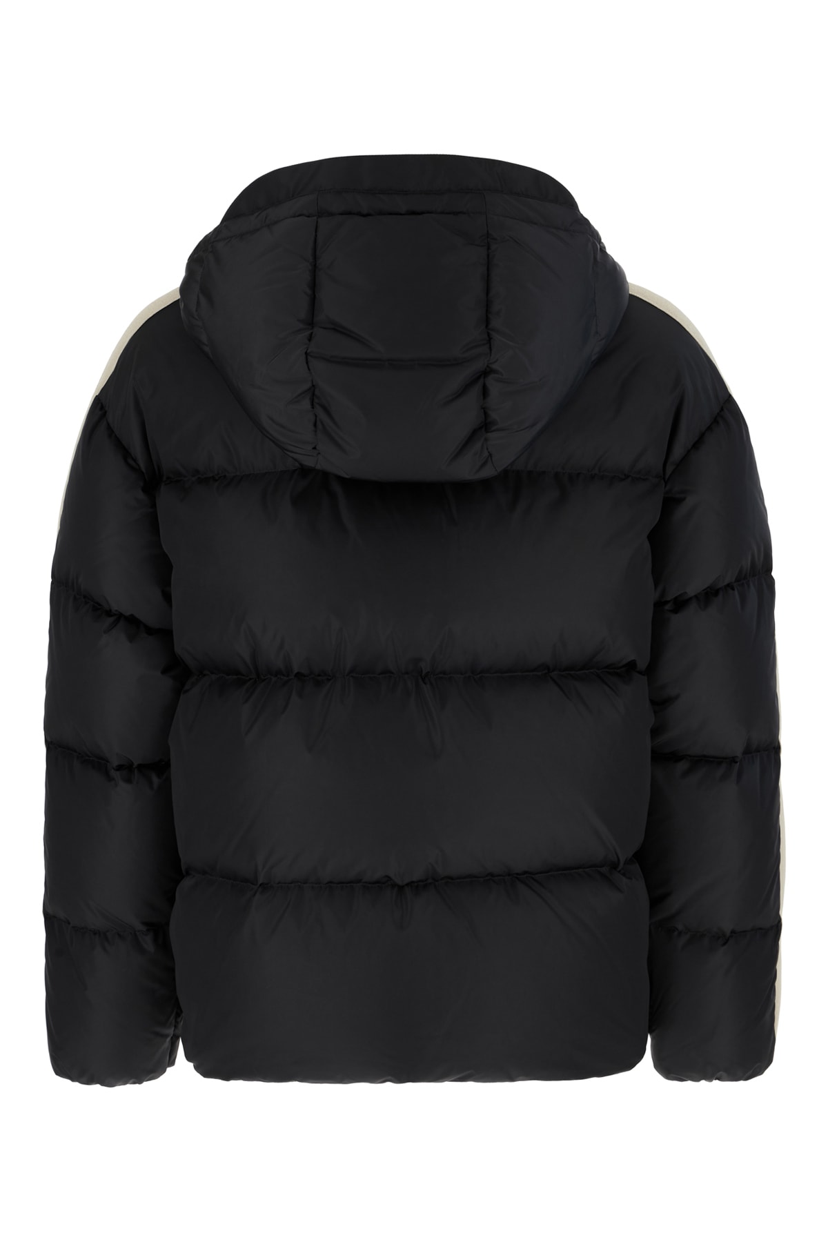 Shop Palm Angels Black Nylon Down Jacket In Black Off White