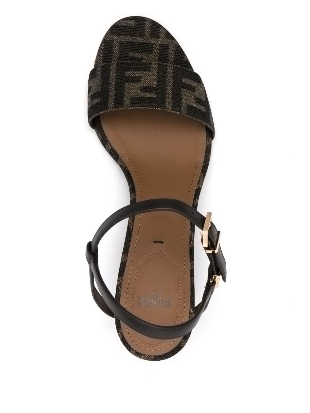 Fendi Women Delfina Medium Heel Sandals In Ff Jacquard In Multi