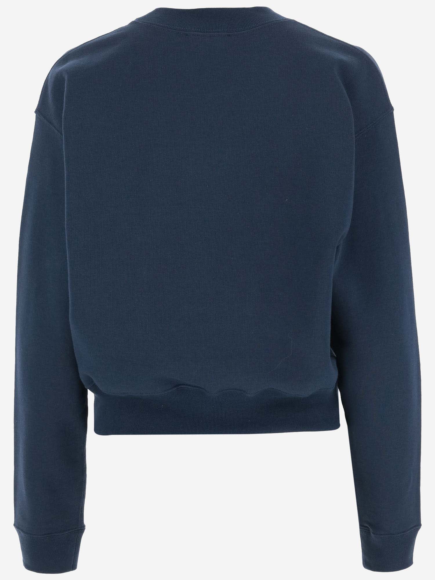 Chloé Blue Crewneck Sweatshirt With Logo Lettering Print In Cotton Woman
