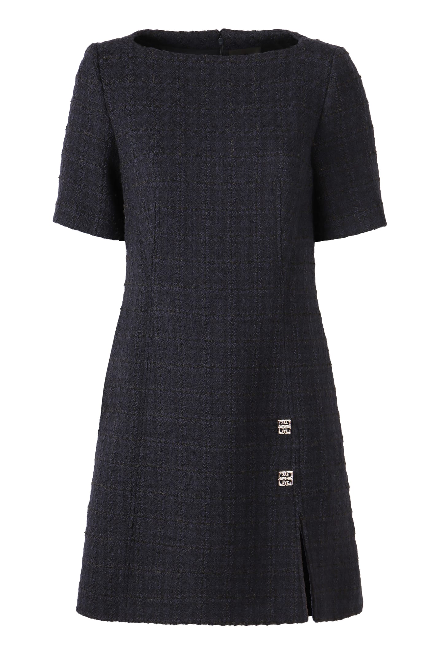 Shop Givenchy Wool Blend Tweed Dress In Blue