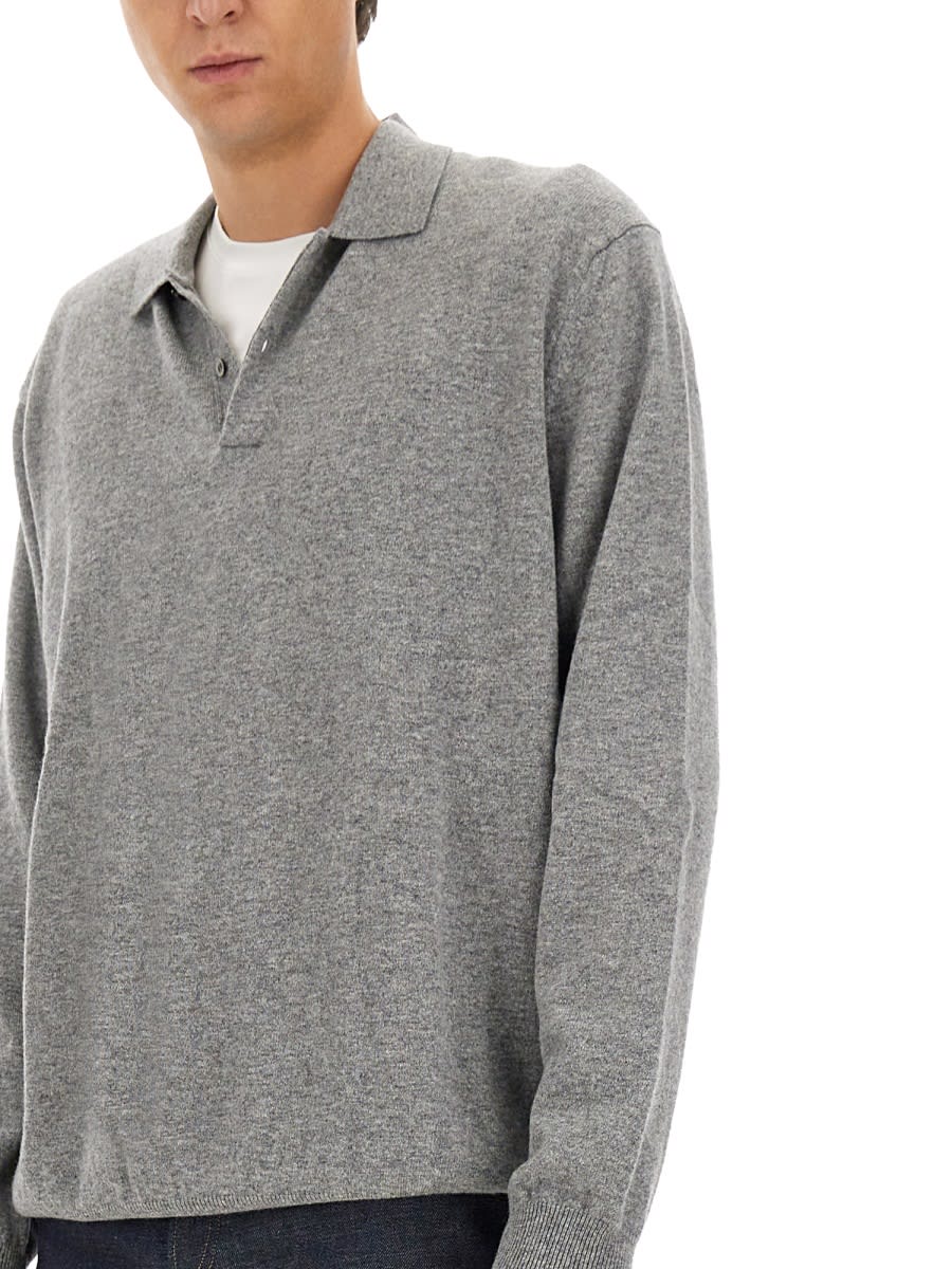 Shop Comme Des Garçons Shirt Wool Polo. In Grey