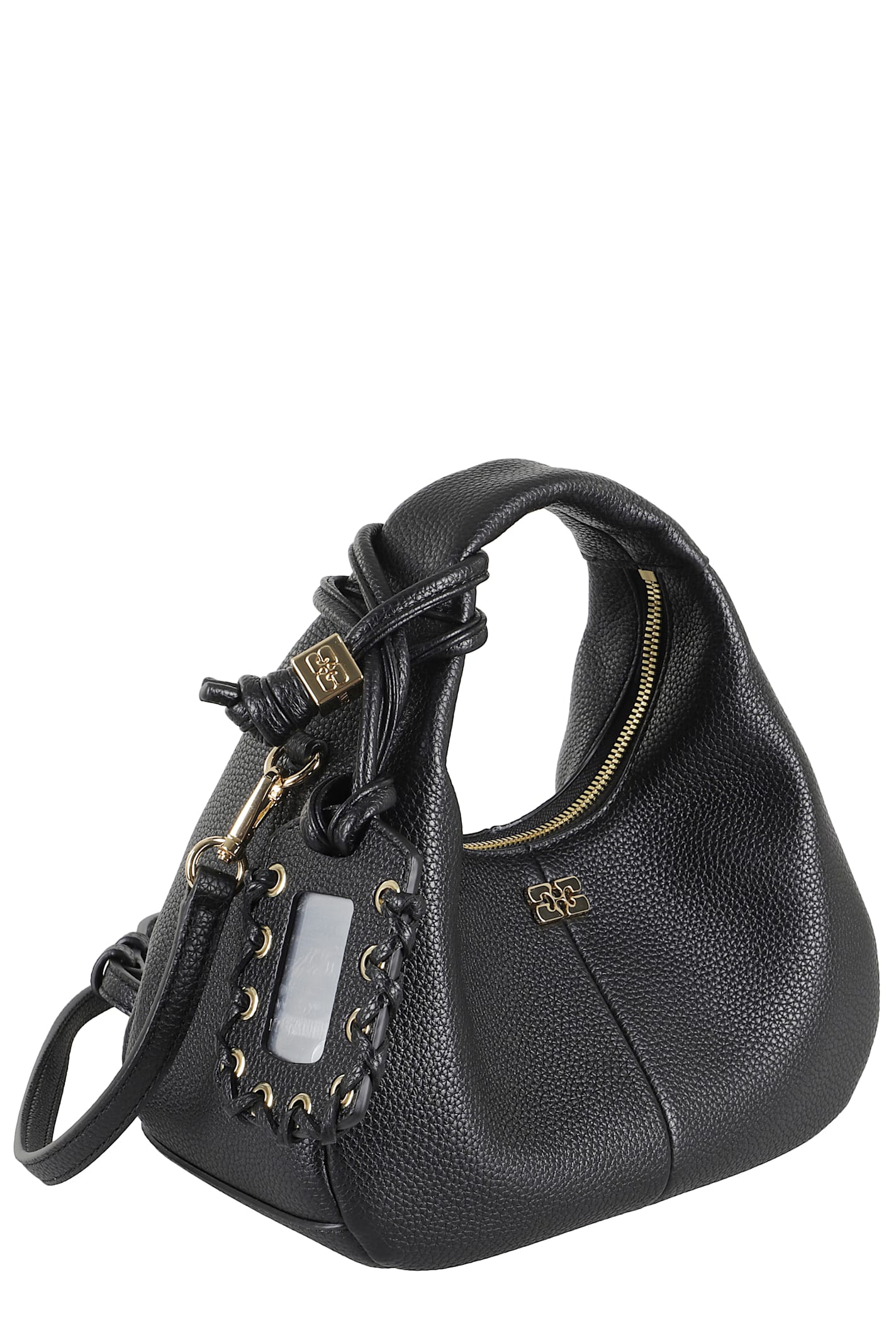 Ganni Hobo Mini Grained In Black