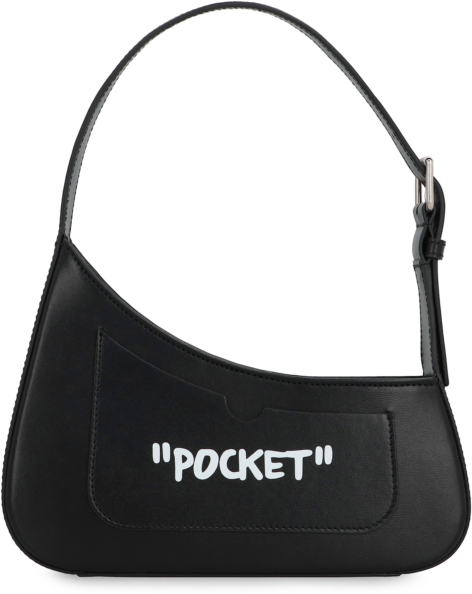 Off-white Jitney Quote Leather Shoulder Bag In Black