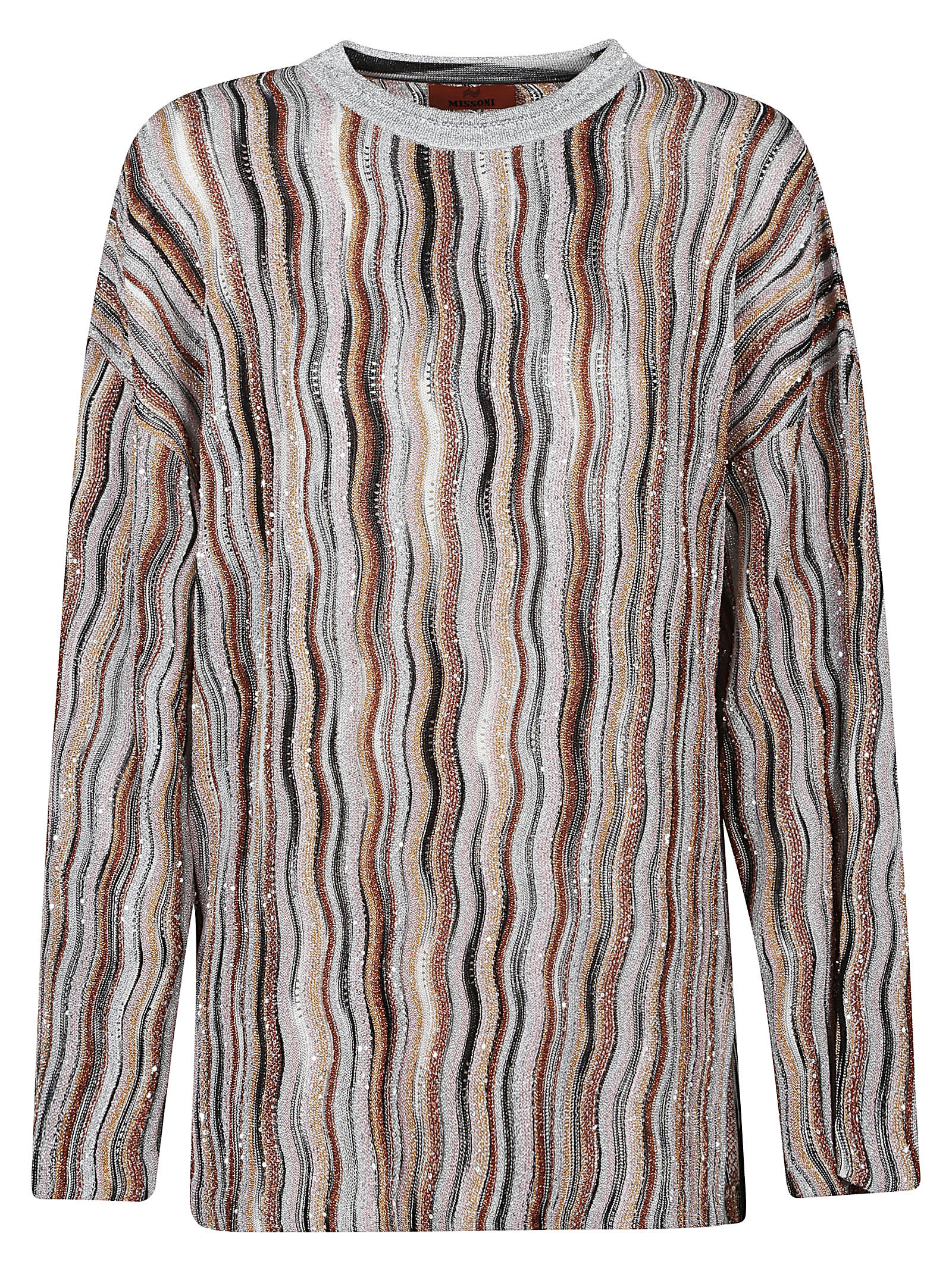 Missoni Lurex-detail Drop-shoulder Jumper In Multicolor Paill Orange/beige