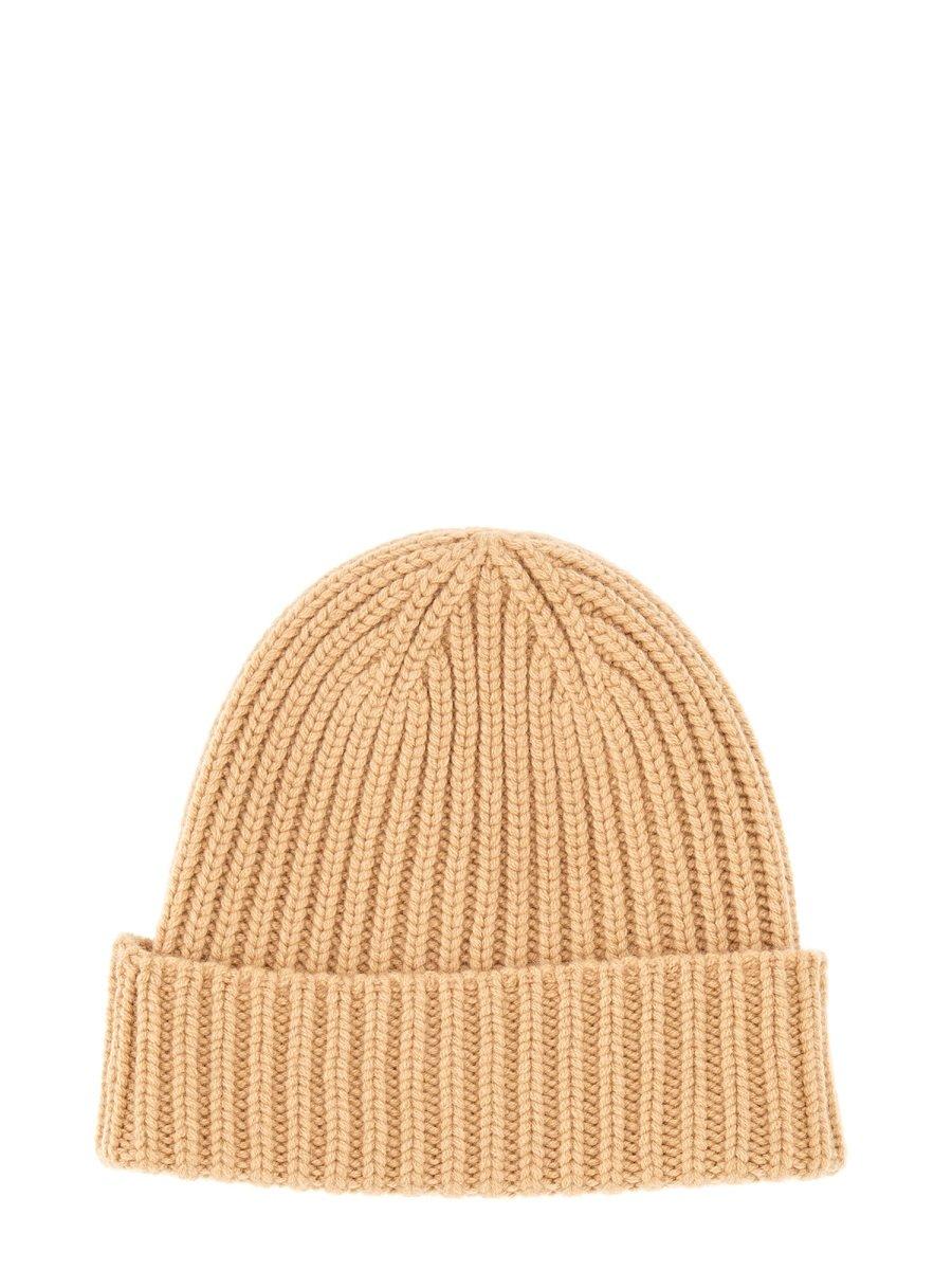 Shop Gucci Double G Knitted Beanie In Camel
