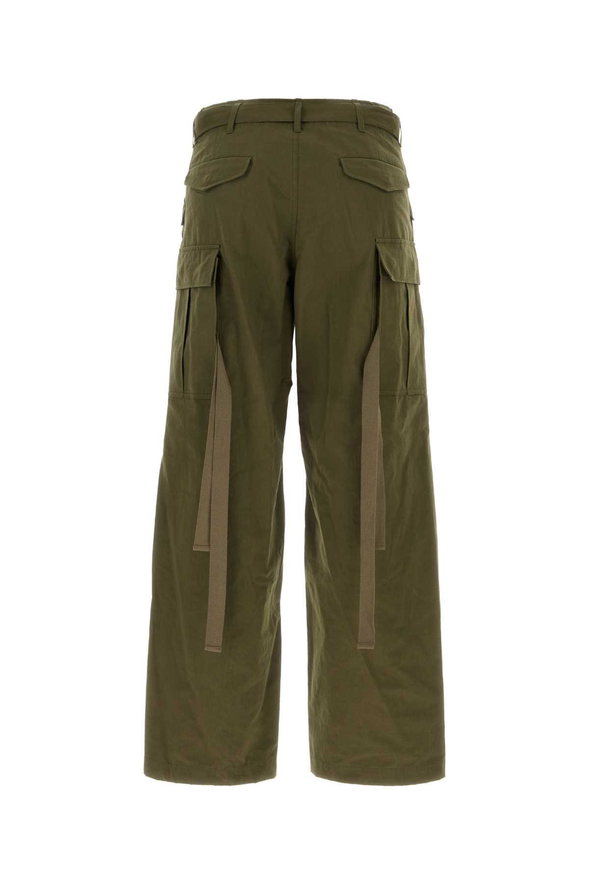 Sacai Army Green Cotton And Nylon Cargo Trouser In Khaki