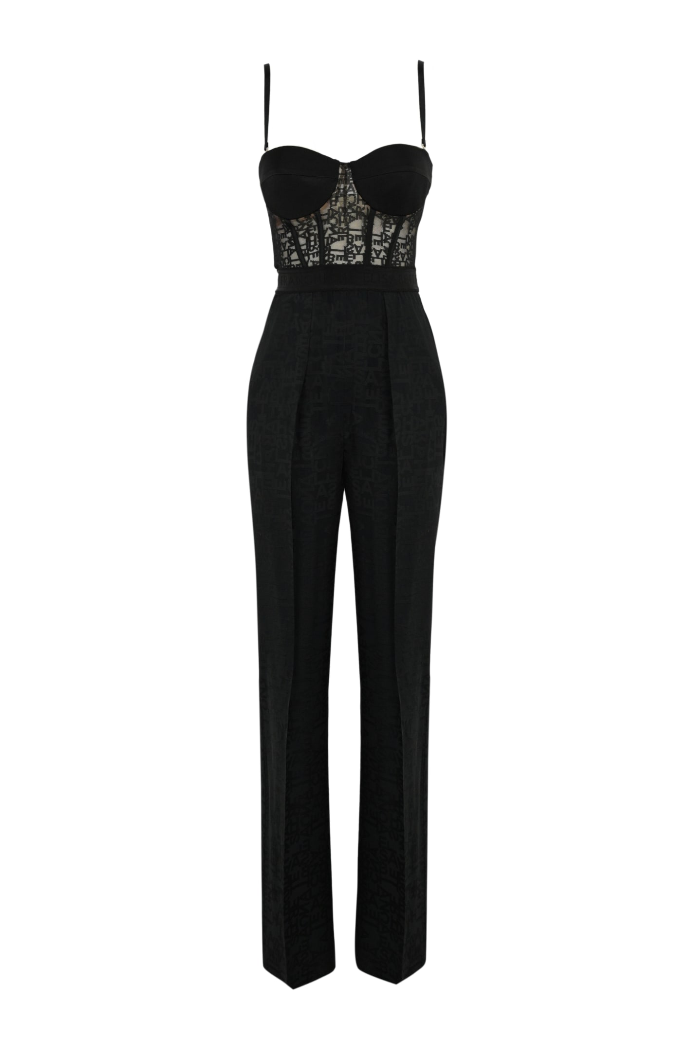 Lettering Jacquard Crepe Jumpsuit