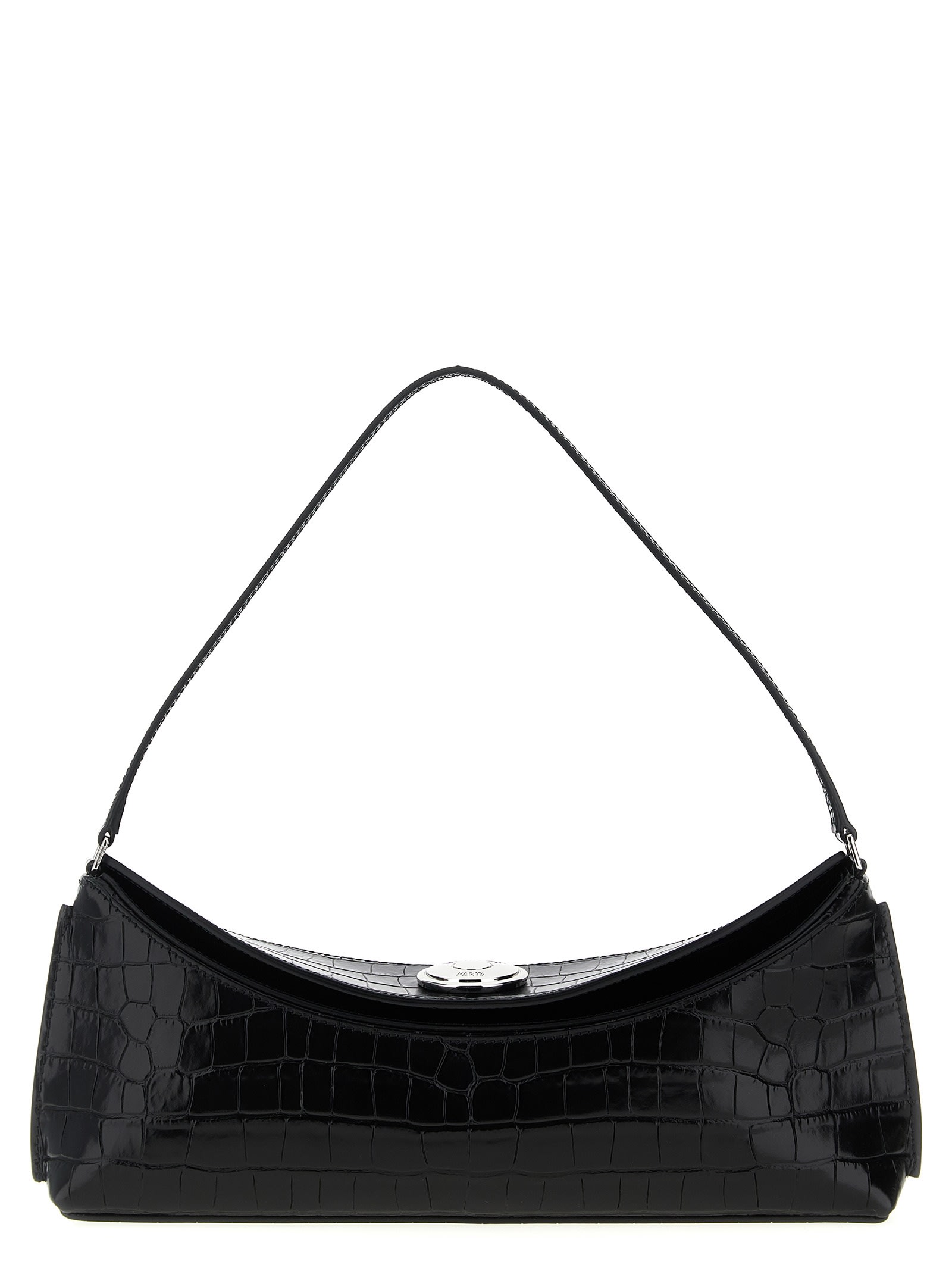 Jacquemus Le Calisson Crocodile-effect Leather Shoulder Bag In Black