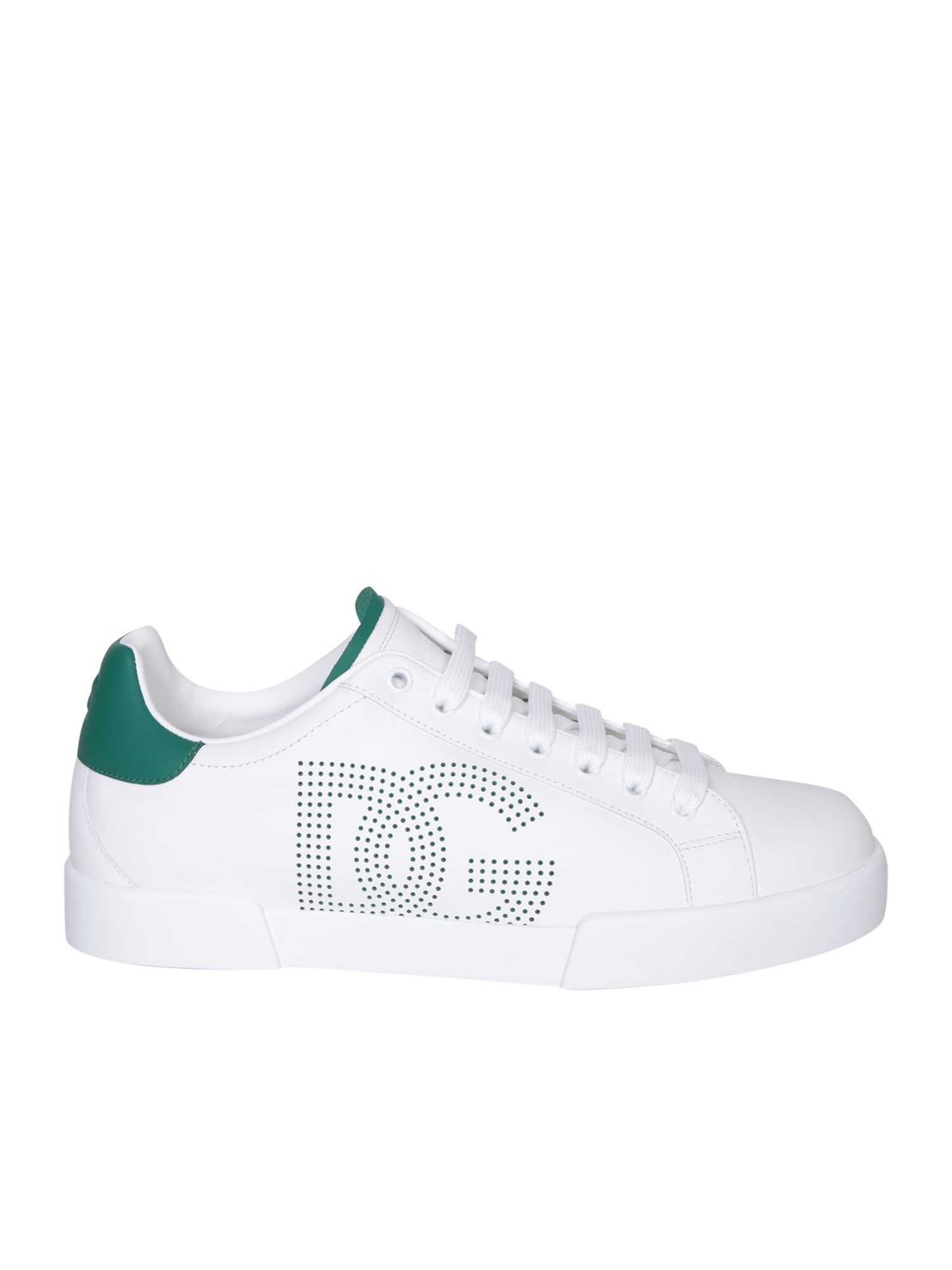 Shop Dolce & Gabbana Portofino Light Sneakers White With Green Logo