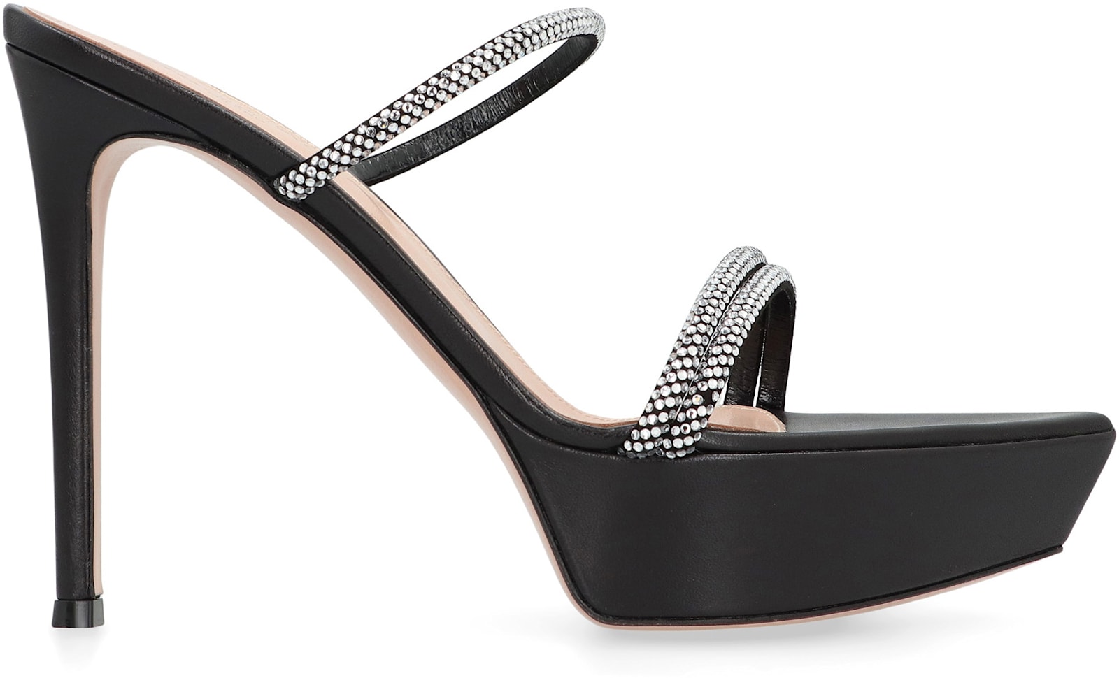Gianvito Rossi Cannes Crystal-embellished Leather Platform Sandals In Black