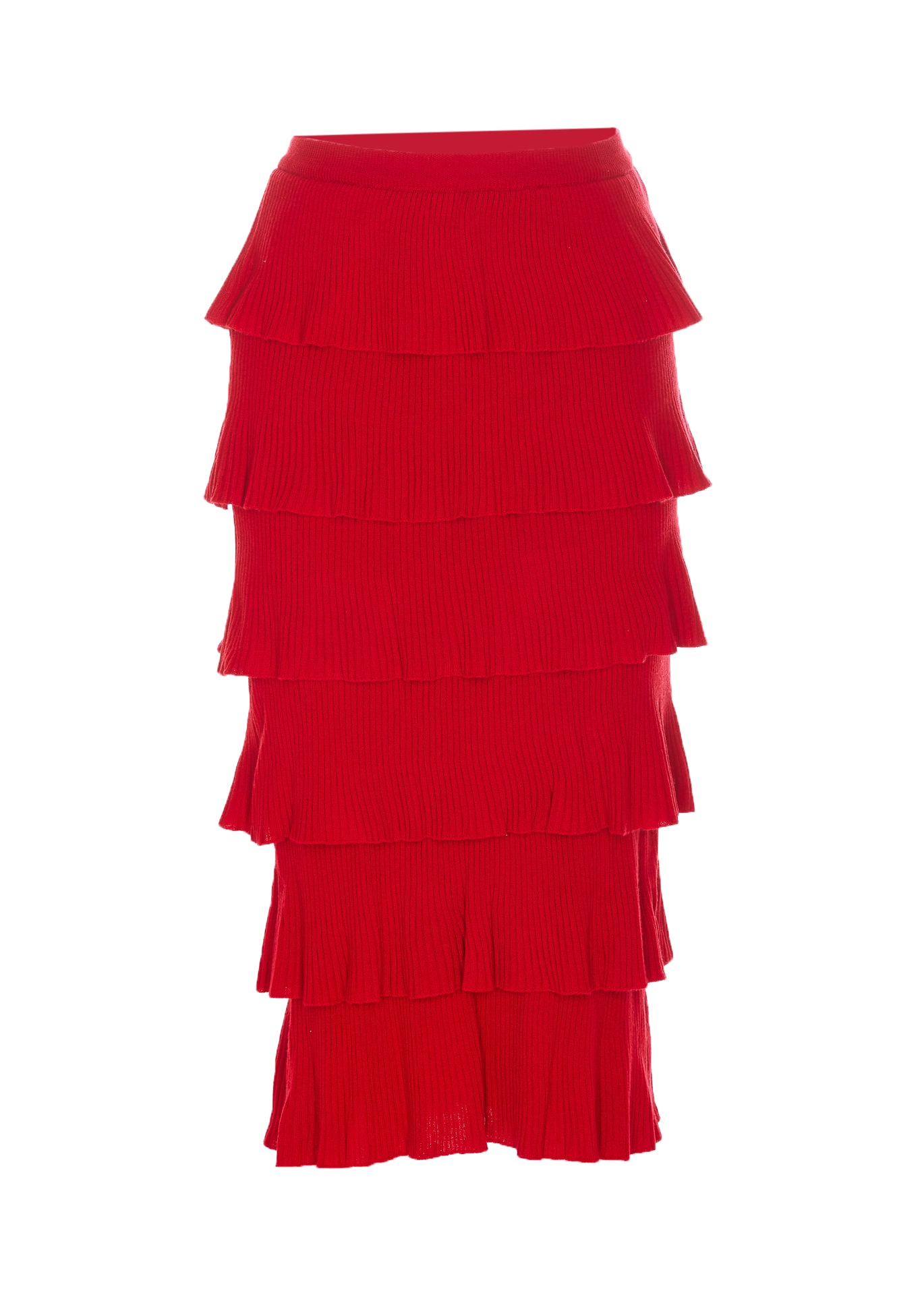 Shop Moschino Knitted Skirt In Red