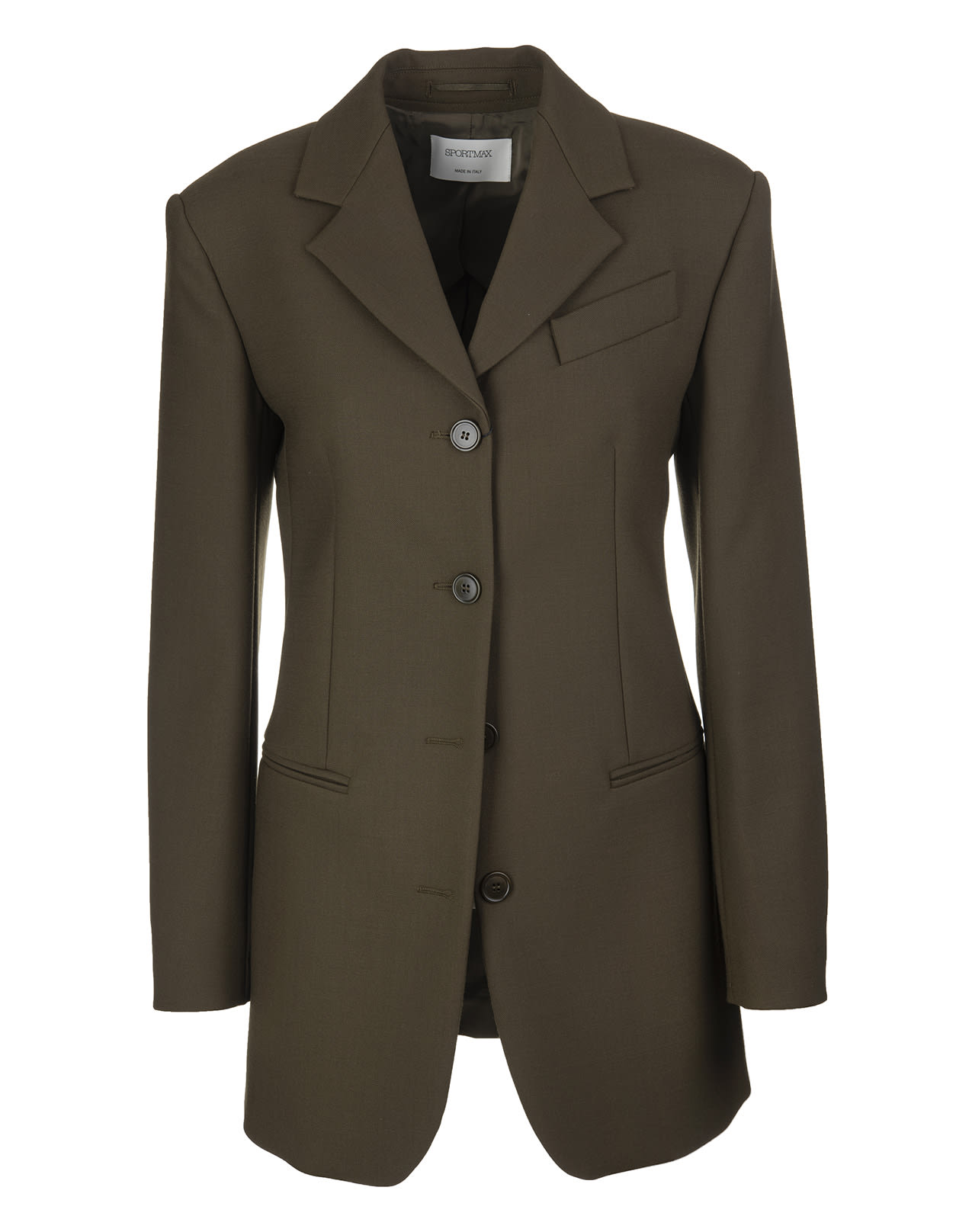 SportMax Military Green Peter Single Breasted Long Blazer