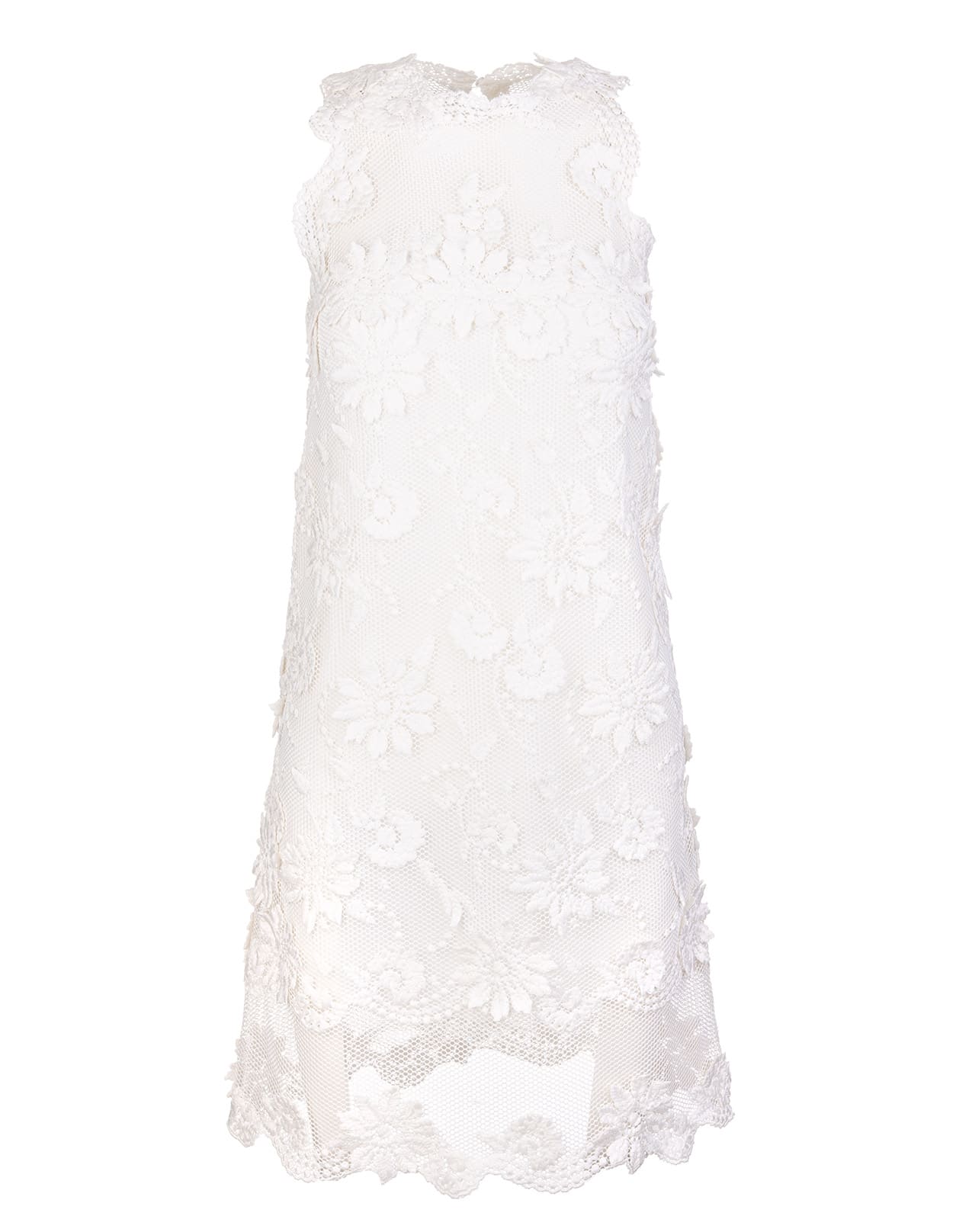 Ermanno Scervino White Short Dress In Macrame Lace