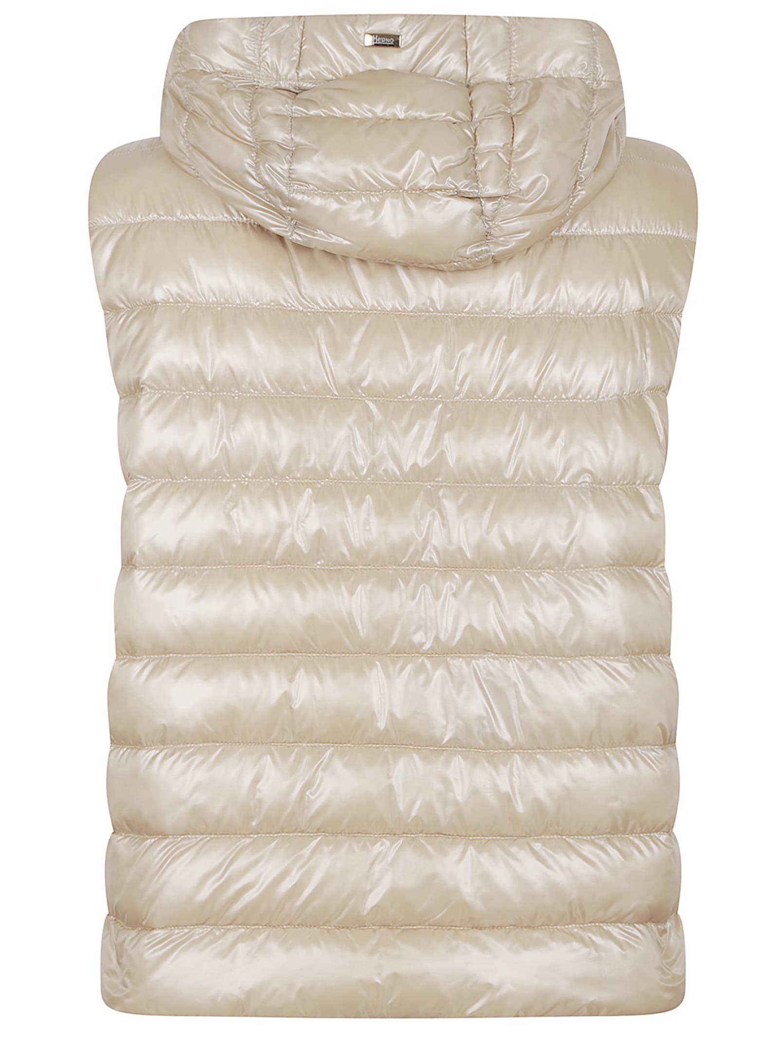 Herno Quilted Sleeveless Hooded Jacket Drawstring In Neutral