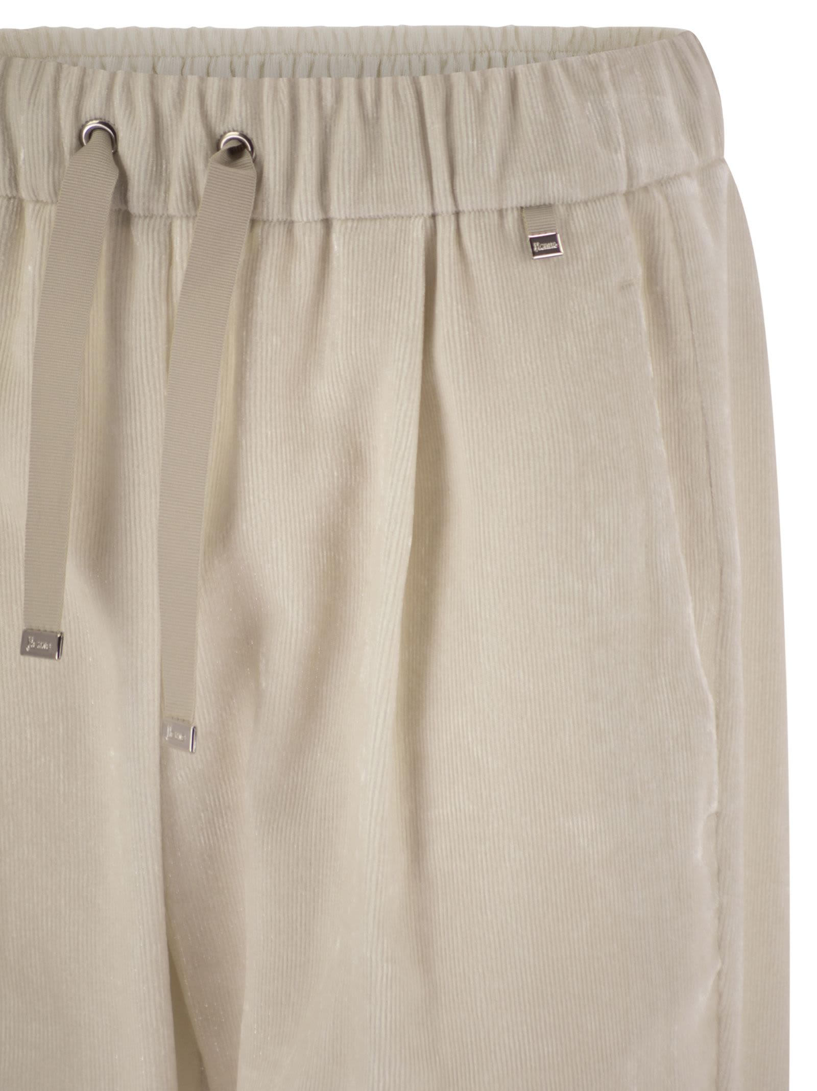 Herno Women Bright Corduroy Resort Trousers In Neutral