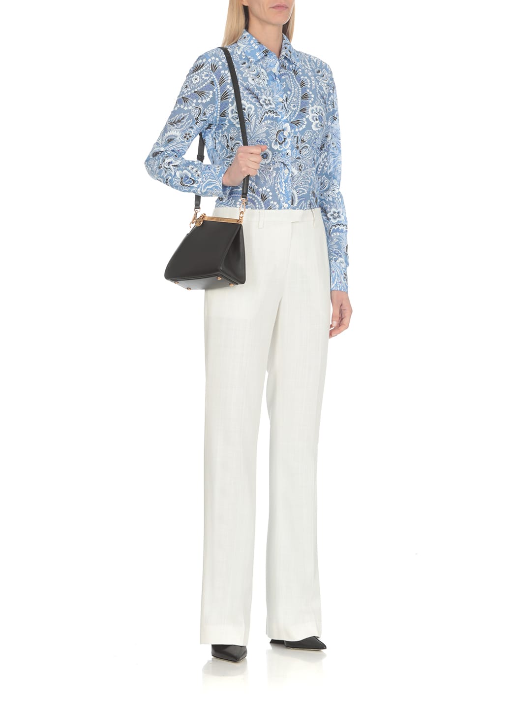 Etro Paisley-print Cotton Blend Shirt In Light Blue