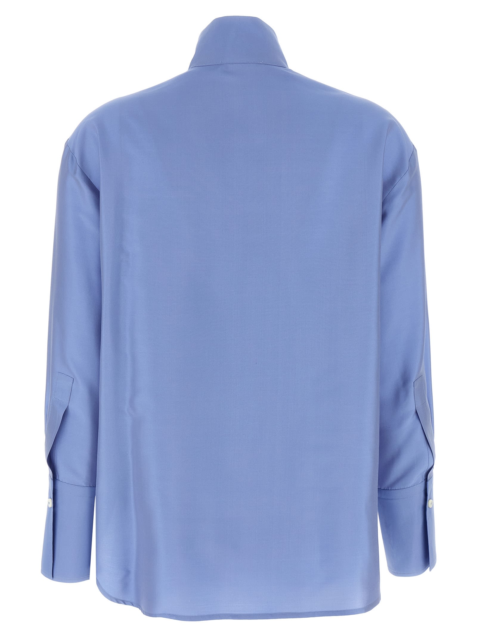 Alberto Biani Clear Blue Shirt With High Collar In Light Blue