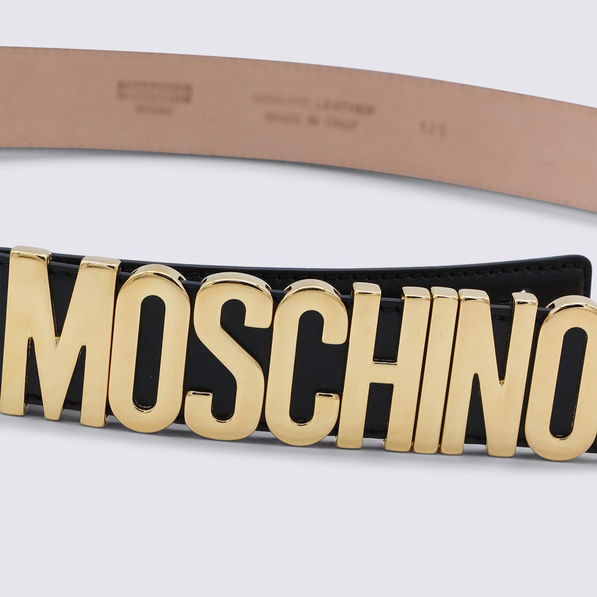 Moschino Black Leather Belt In Pattern