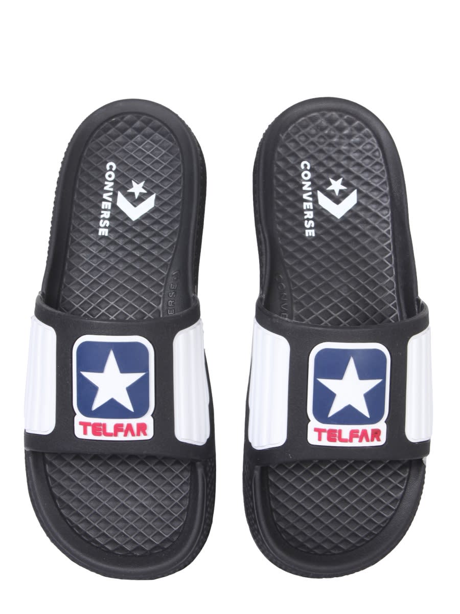 Shop Telfar Rubber Slide Sandals In Black