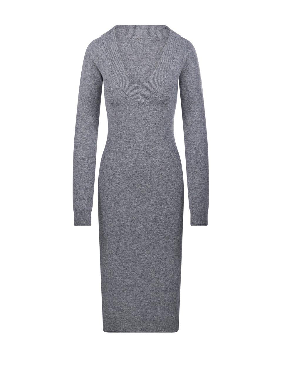 Shop Sportmax Angizia V-neck Long-sleeved Dress In Grey