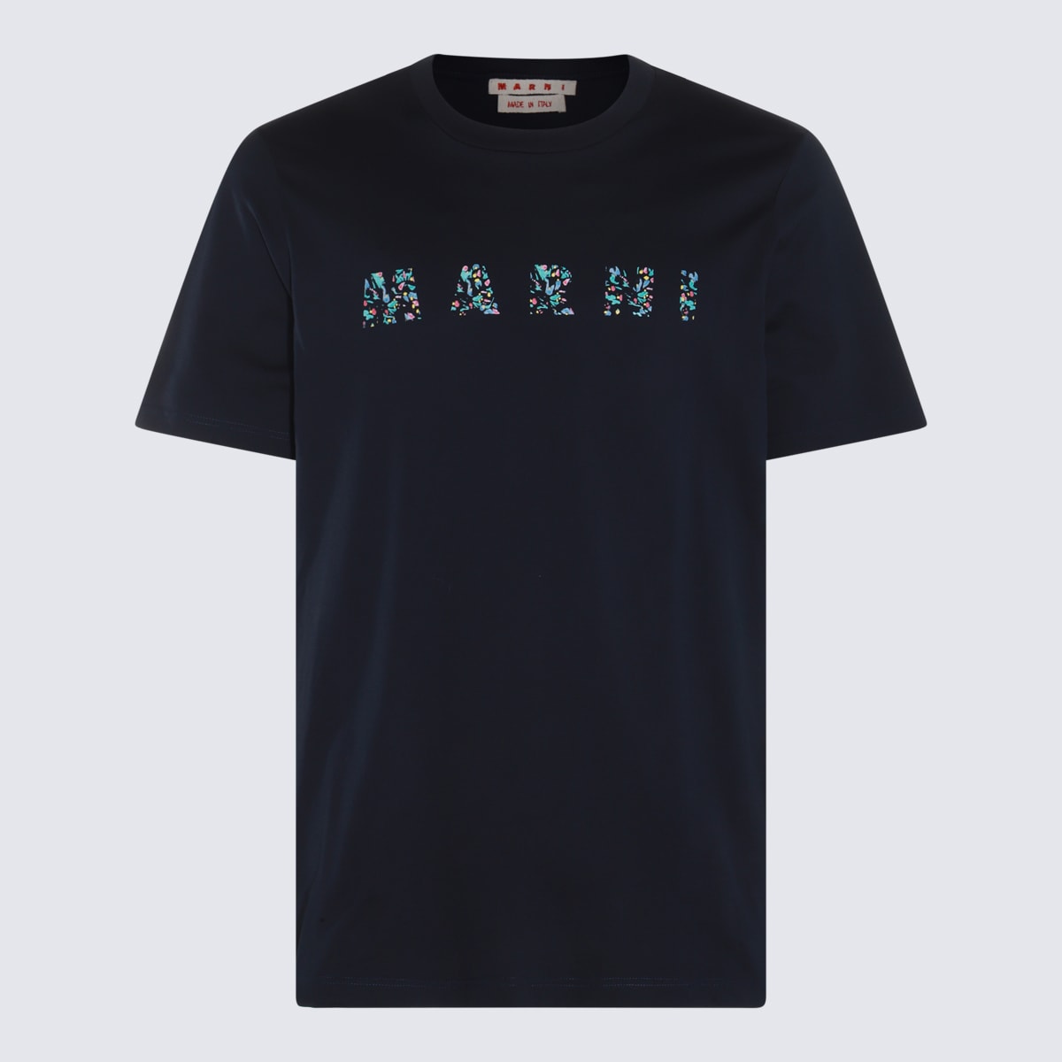 Shop Marni Black Cotton T-shirt In Blublack