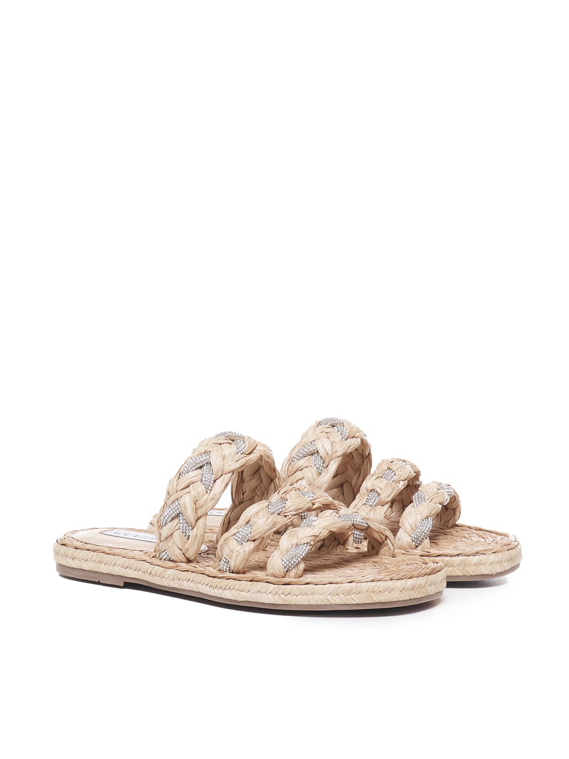 Shop Aquazzura Espadrilles Coastal With Crystals In Beige