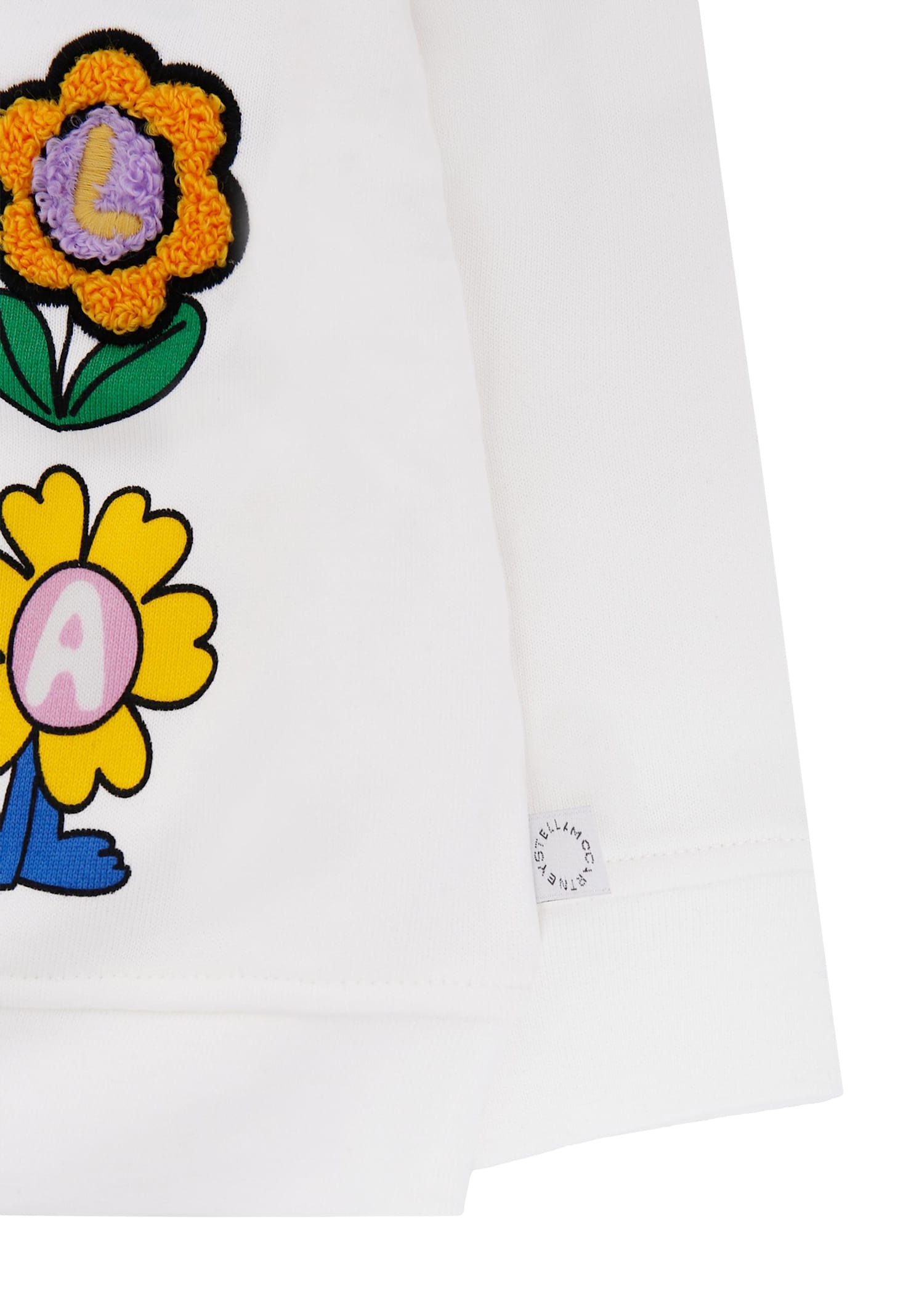 Stella Mccartney Ivory Sweatshirt For Baby Girl With Flowers Print In White