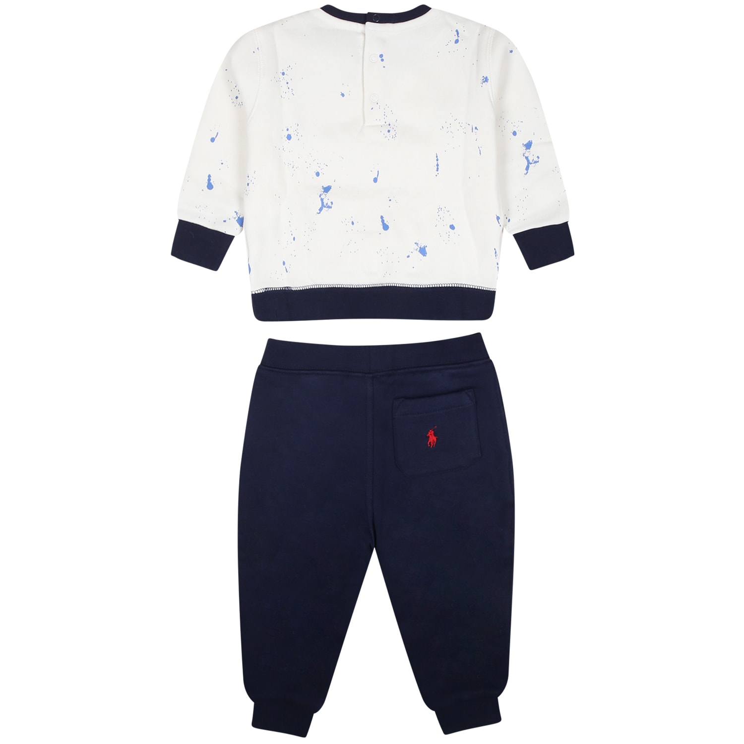 Shop Ralph Lauren Blue Suit For Baby Boy With Polo Bear In Multicolor