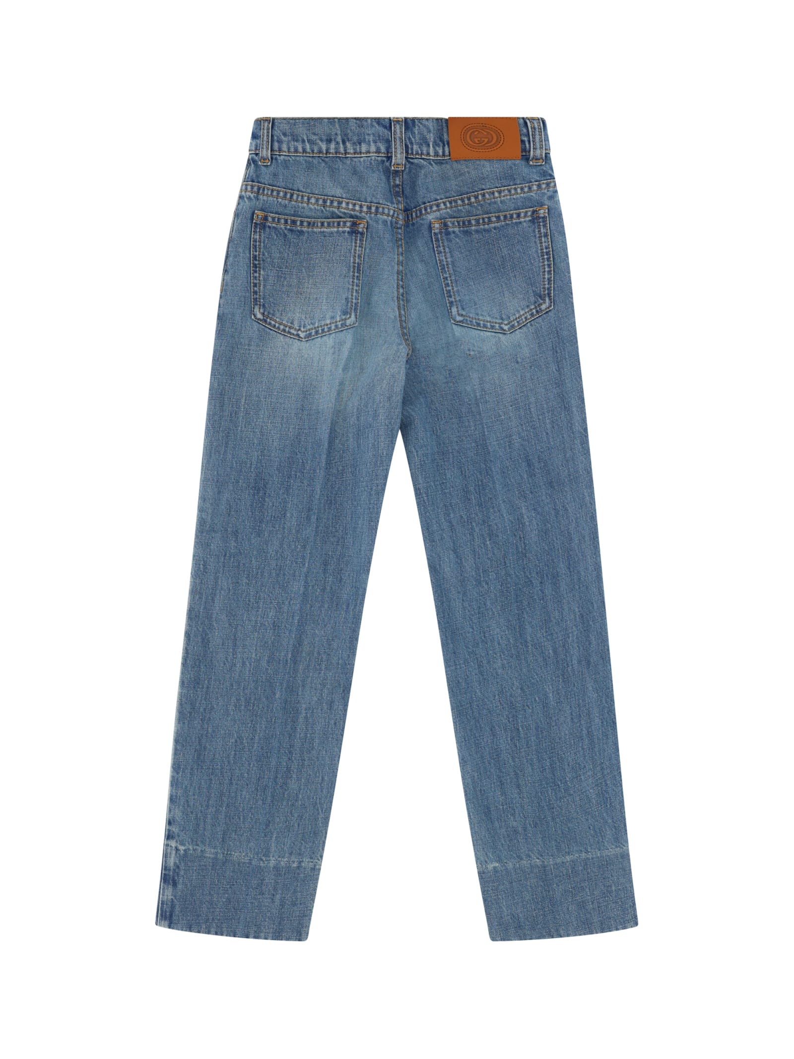 Shop Gucci Jeans For Boy In Light Blue/mix