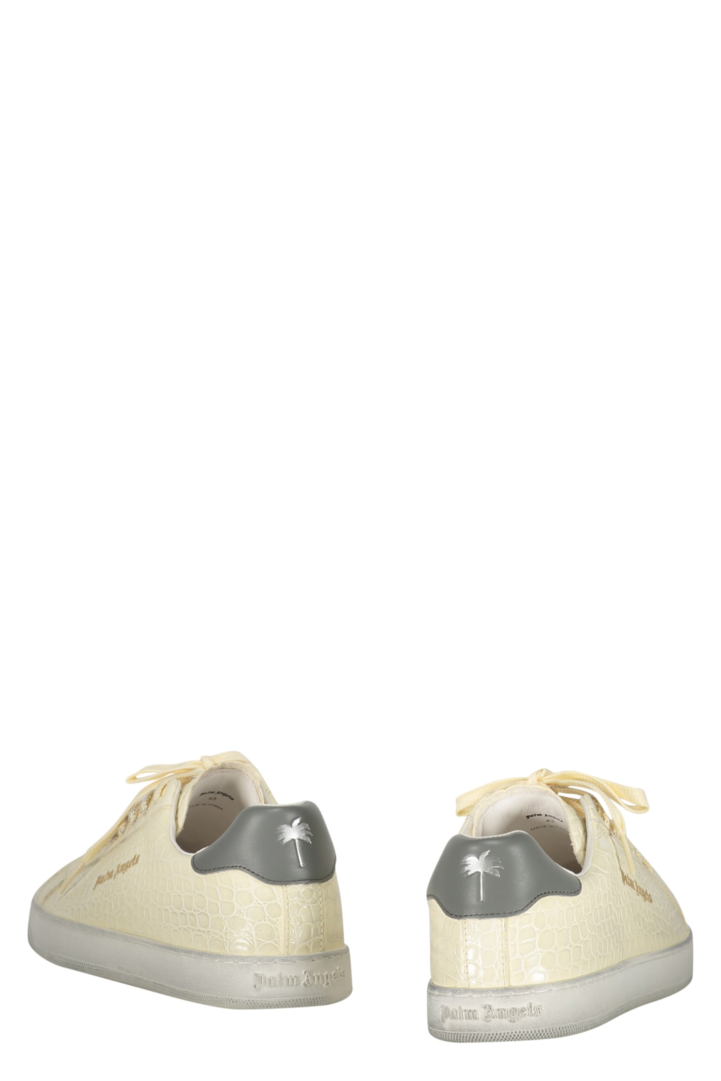 Shop Palm Angels New Tennis Leather Sneakers In Ivory