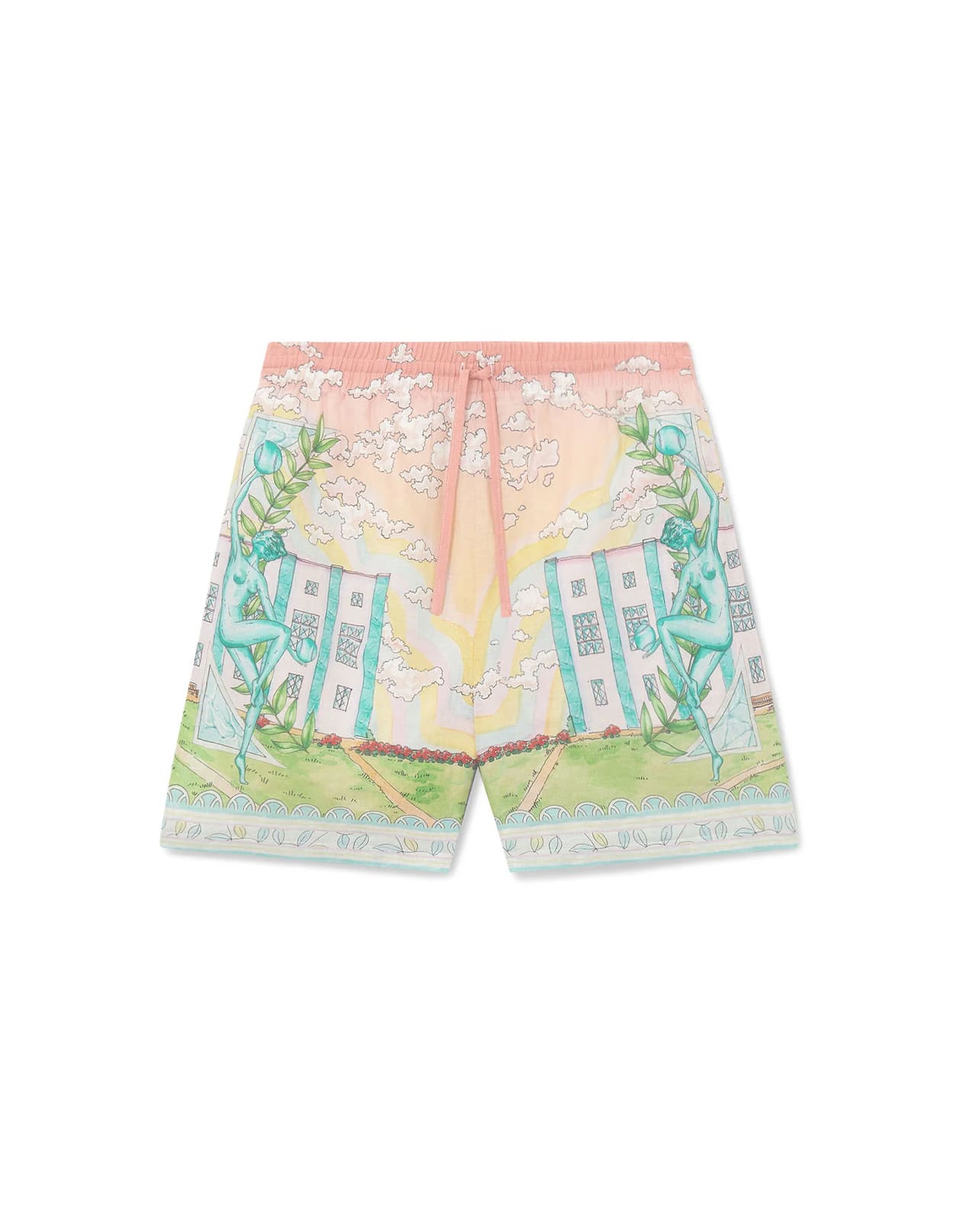 Shop Casablanca Vase Linen Shorts In Multicolour