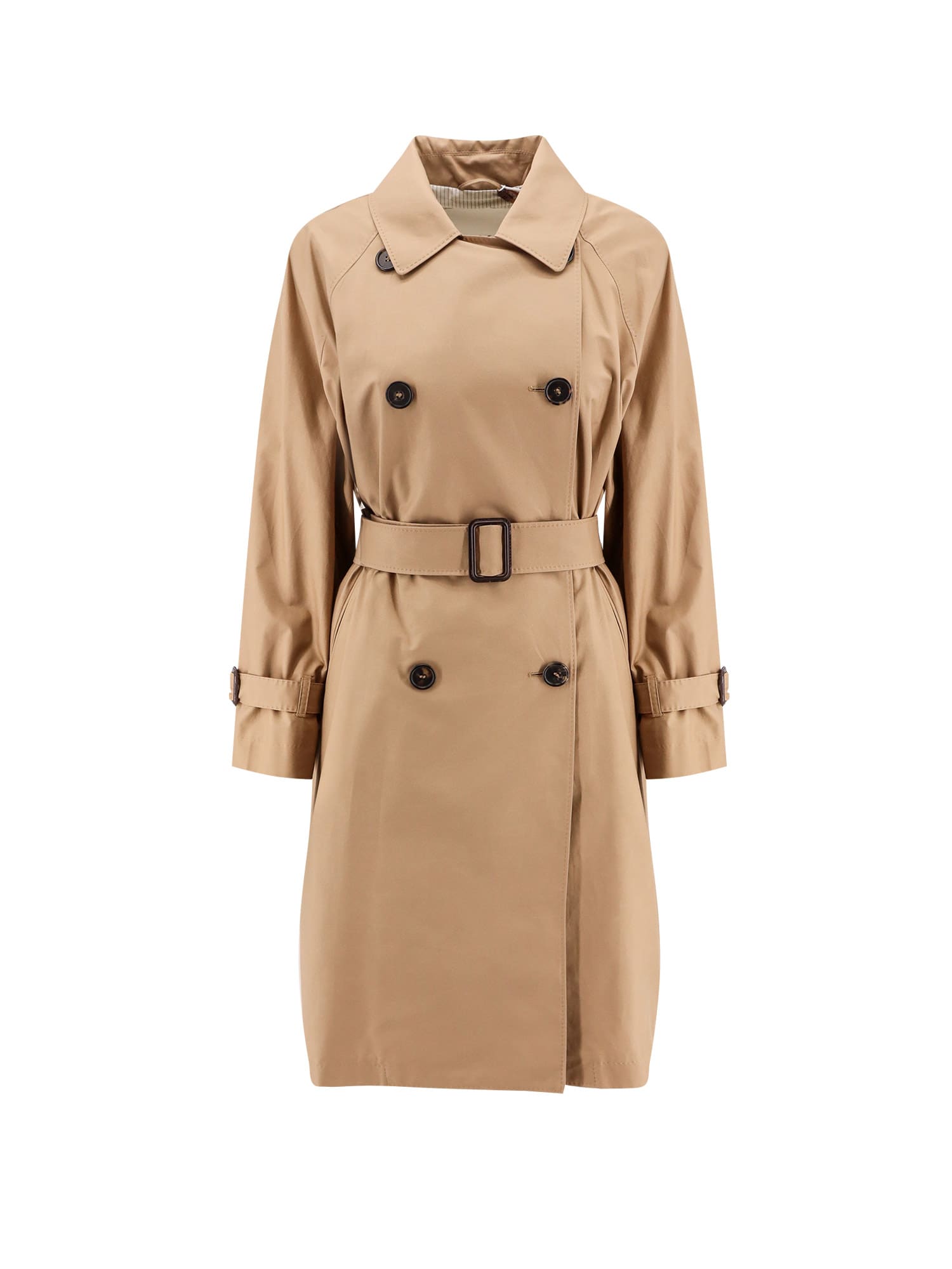 Max Mara The Cube Cotton Blend C Trench With Leather Buckles