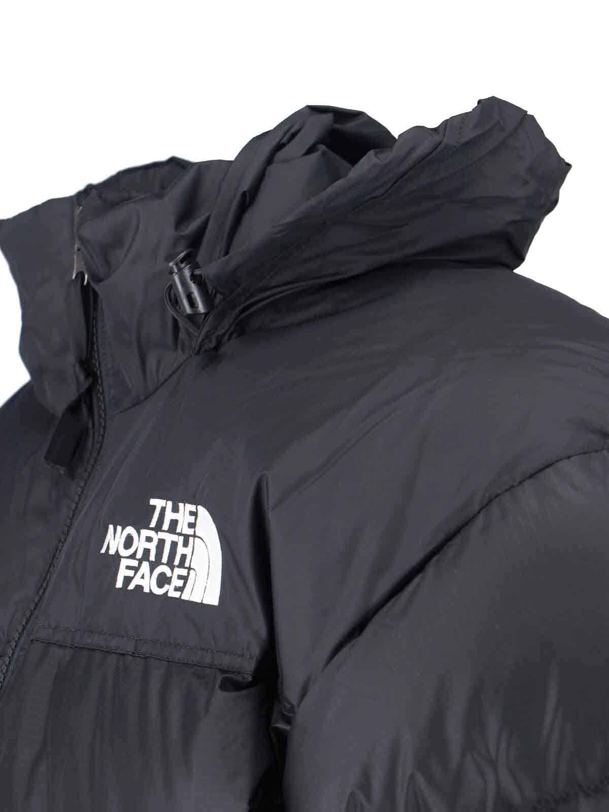 The North Face Quilted Black Down Jacket With High Collar And Detachable Hood In Black