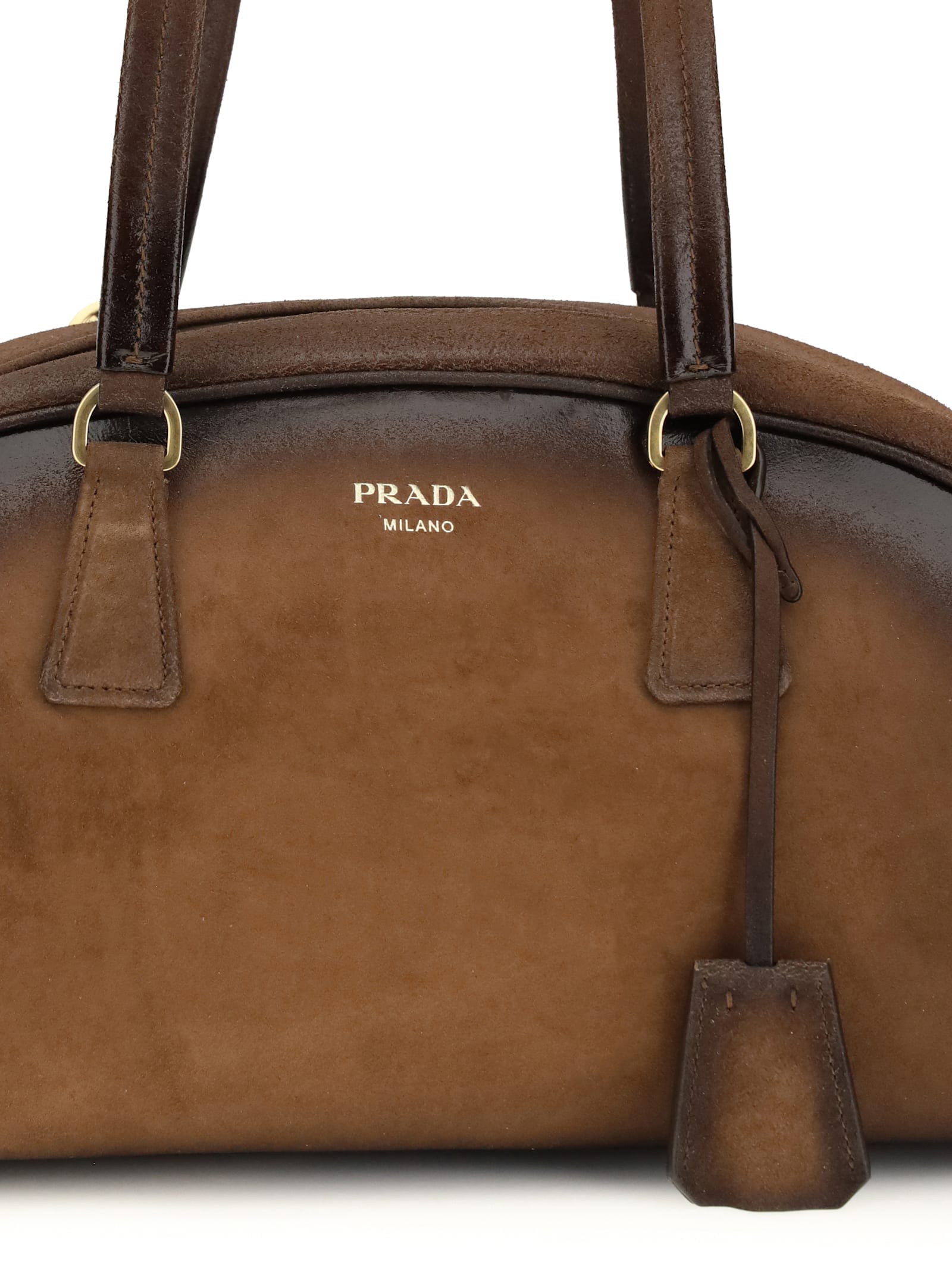 Prada Medium Bowling Bag In Vintage Leather In Brown