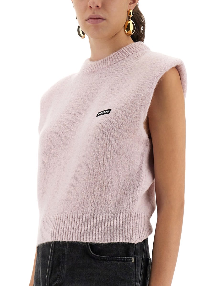 Rotate Birger Christensen Rotate Birgerchristensen Short Vest Shirt With Logo In Pink