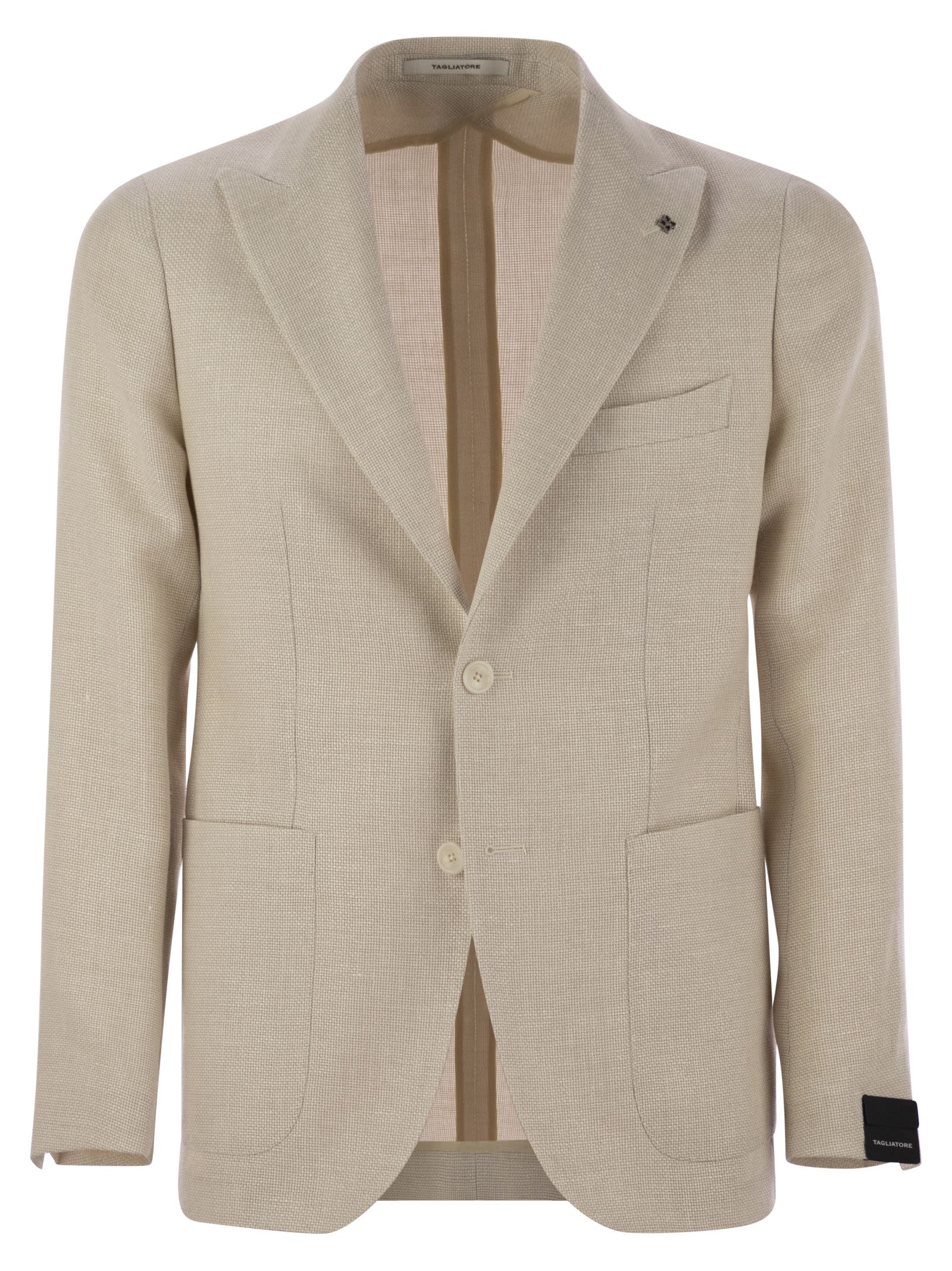 Shop Tagliatore Virgin Wool And Linen Jacket In Cream