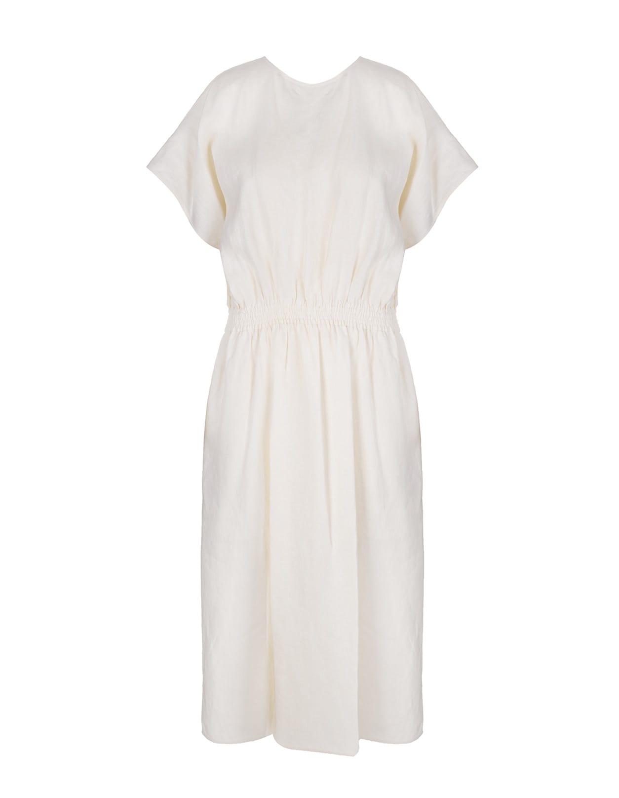 Photo of  Tory Burch Ivory Linen Draped Linen Dress- shop Tory Burch Dresses online sales