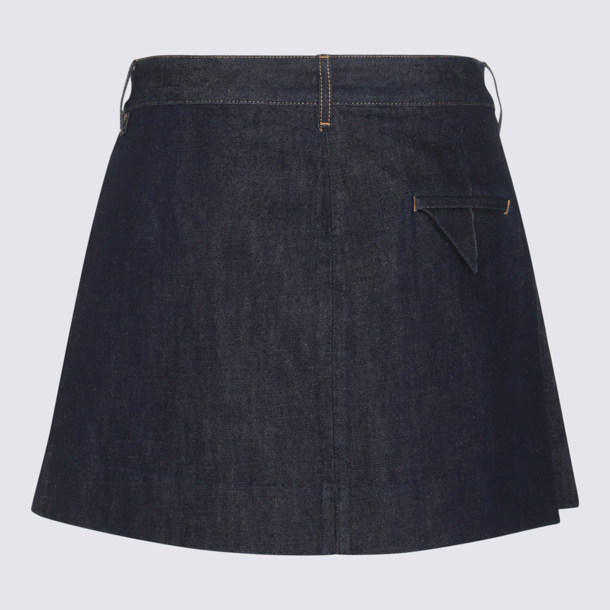 Shop Bottega Veneta Indigo Cotton Denim Mini Skirt In Blue